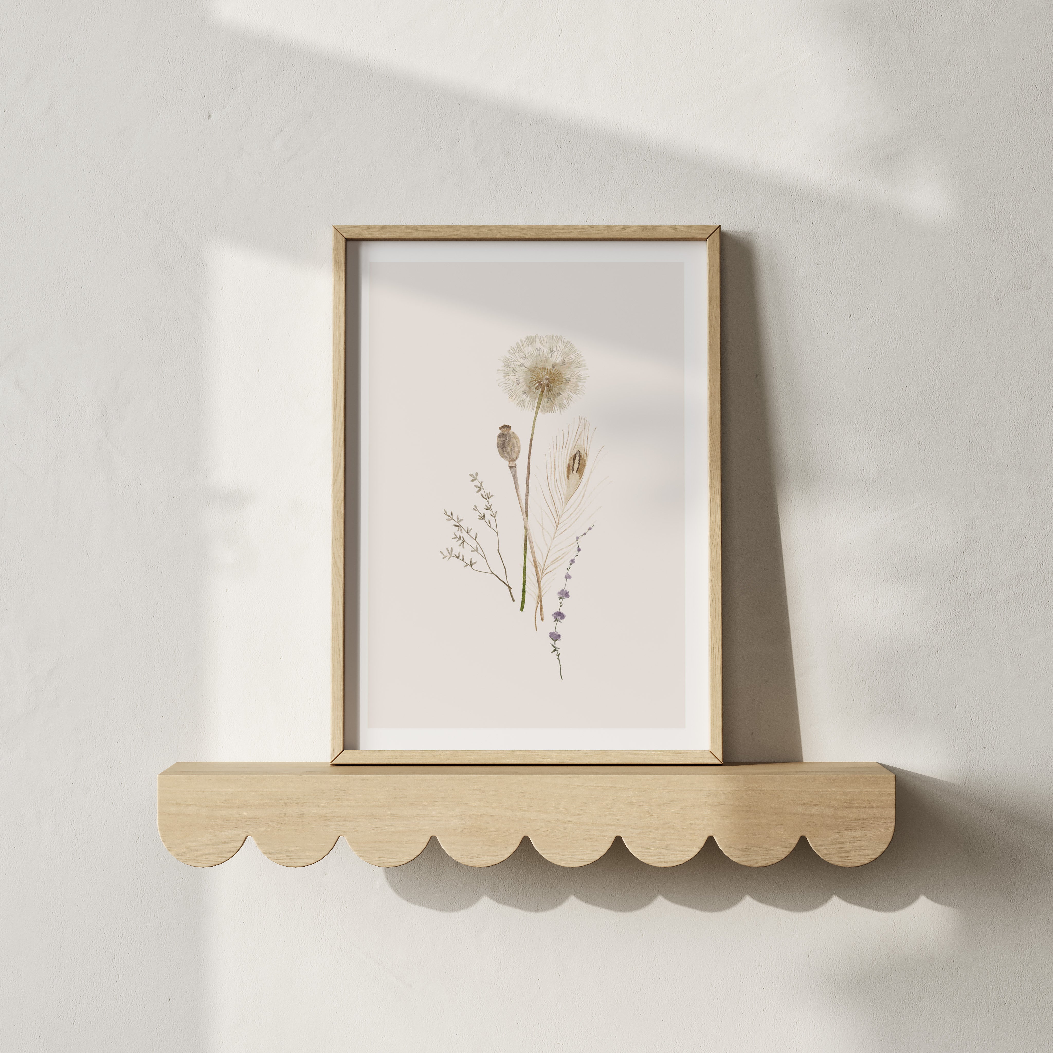 Kinderkamer poster - Plukboeket beige | Veldbloemen