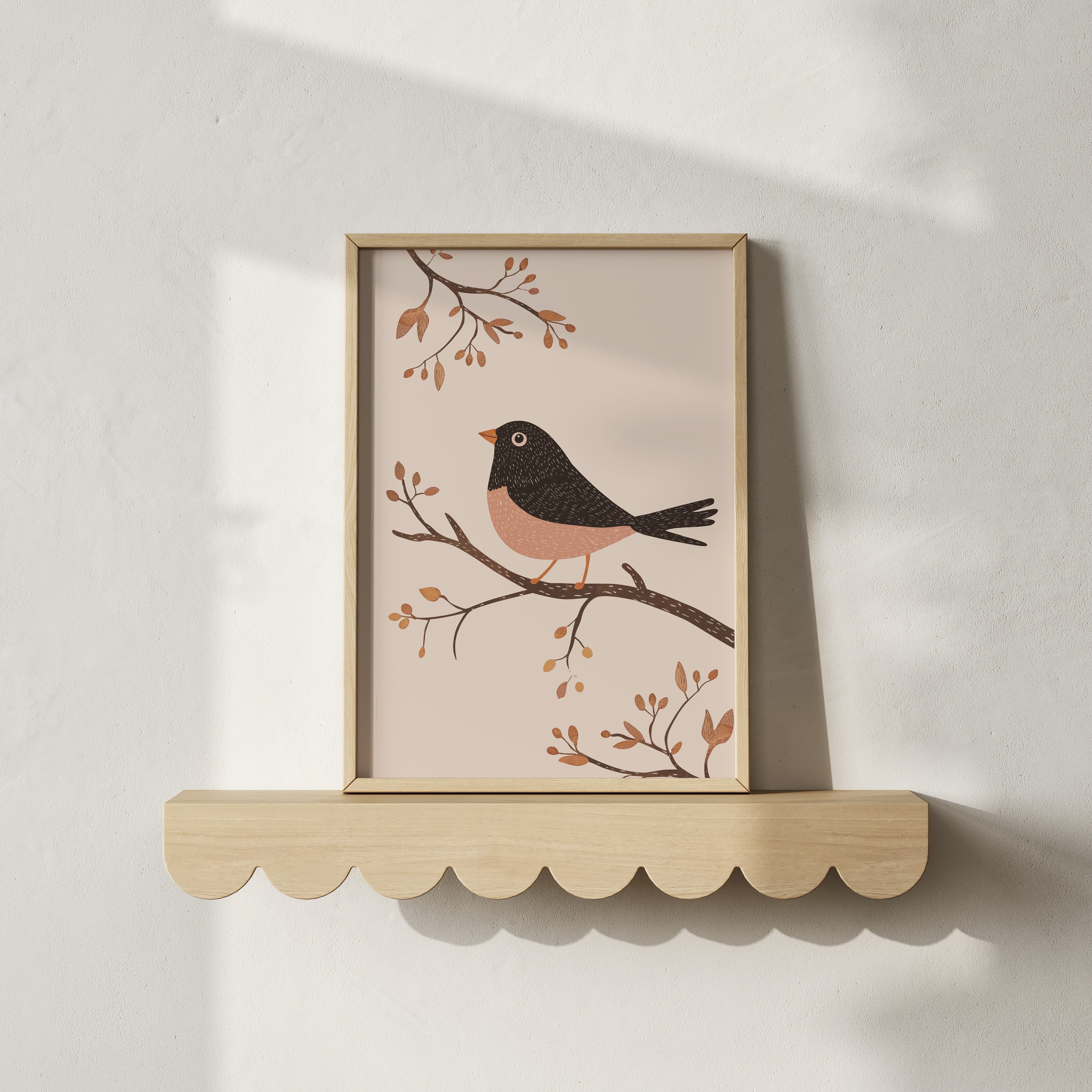 Kinderkamer print - Vogeltje op een tak