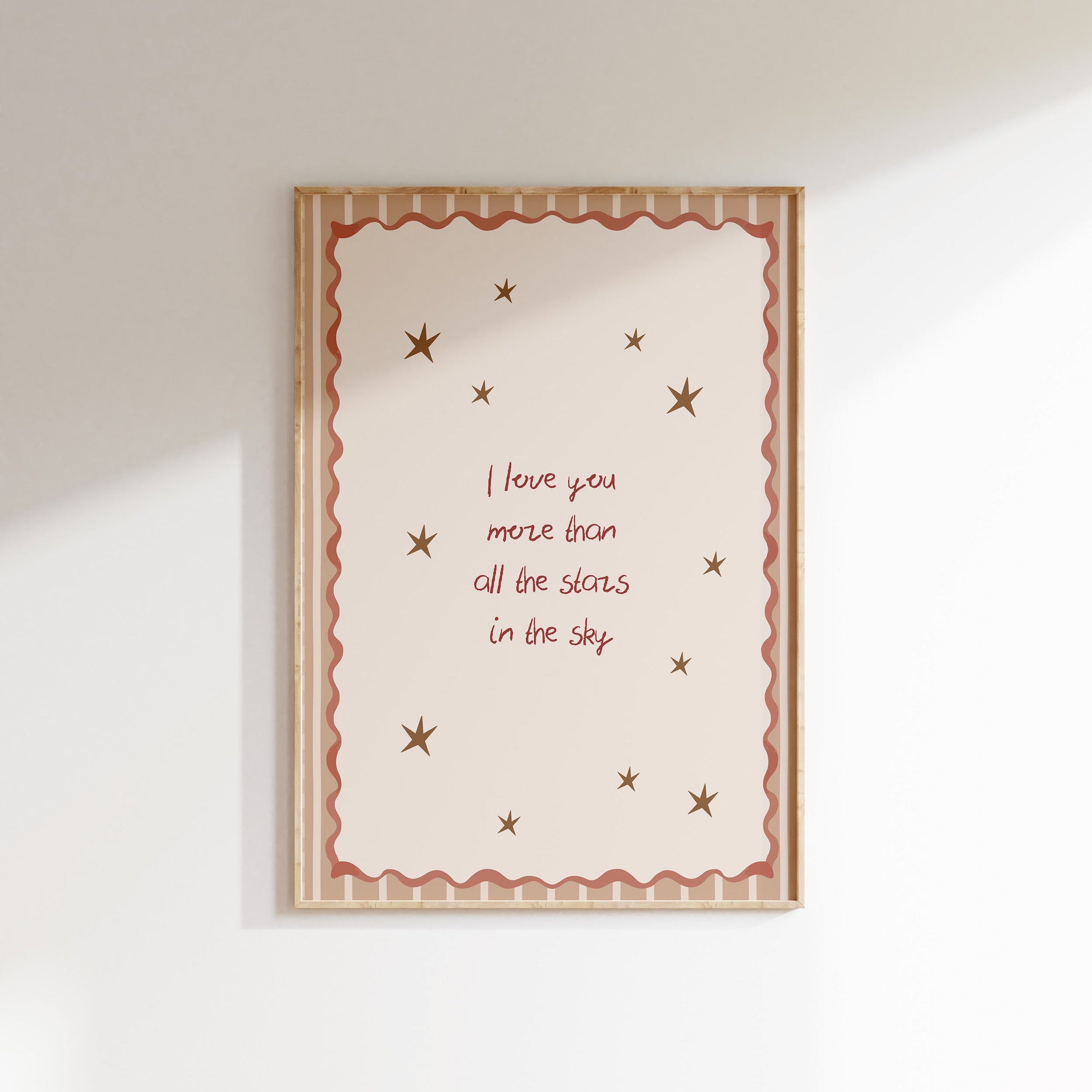 Kinderkamer print - I love you more than all the stars | roze