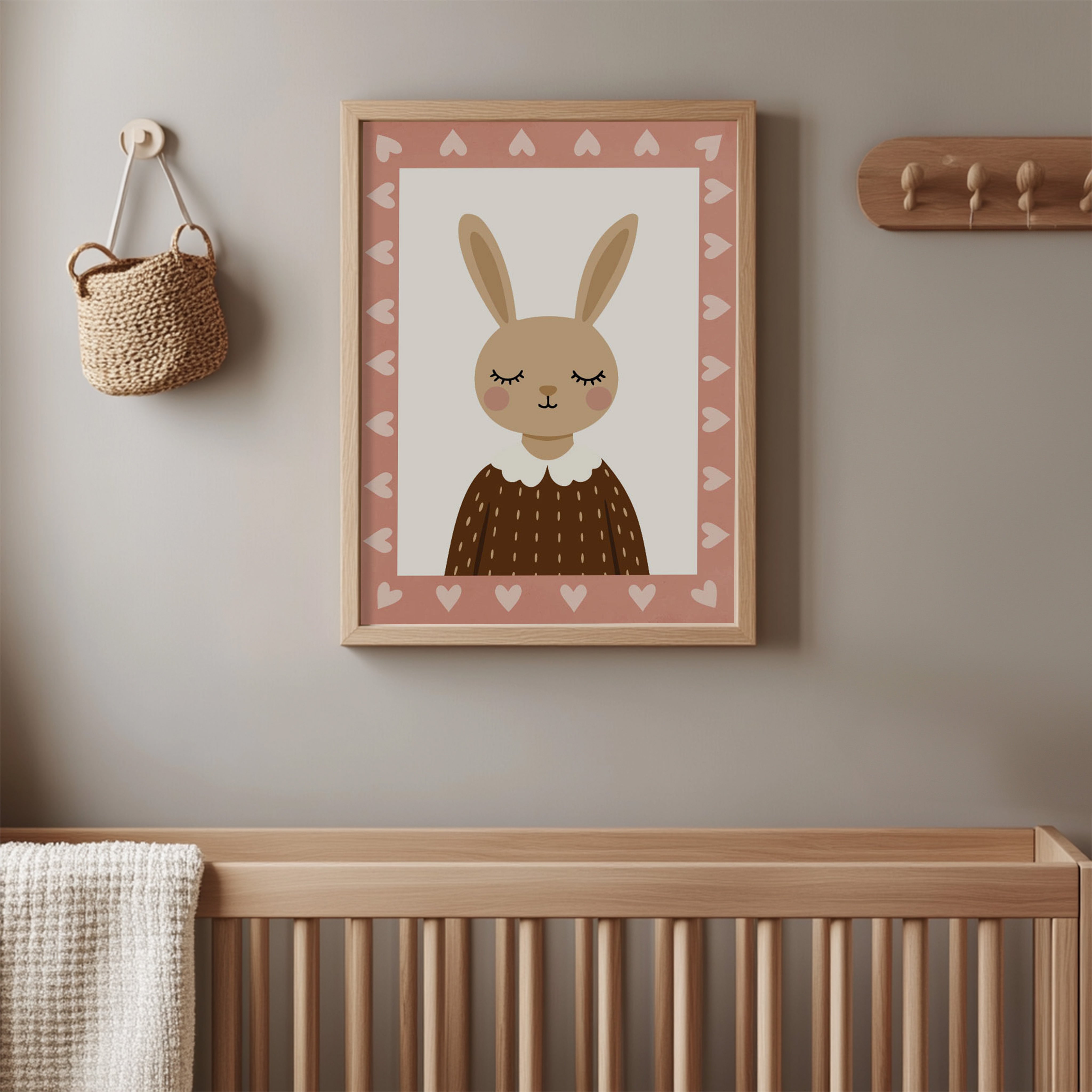 Kinderkamer poster - Lief konijntje | roze