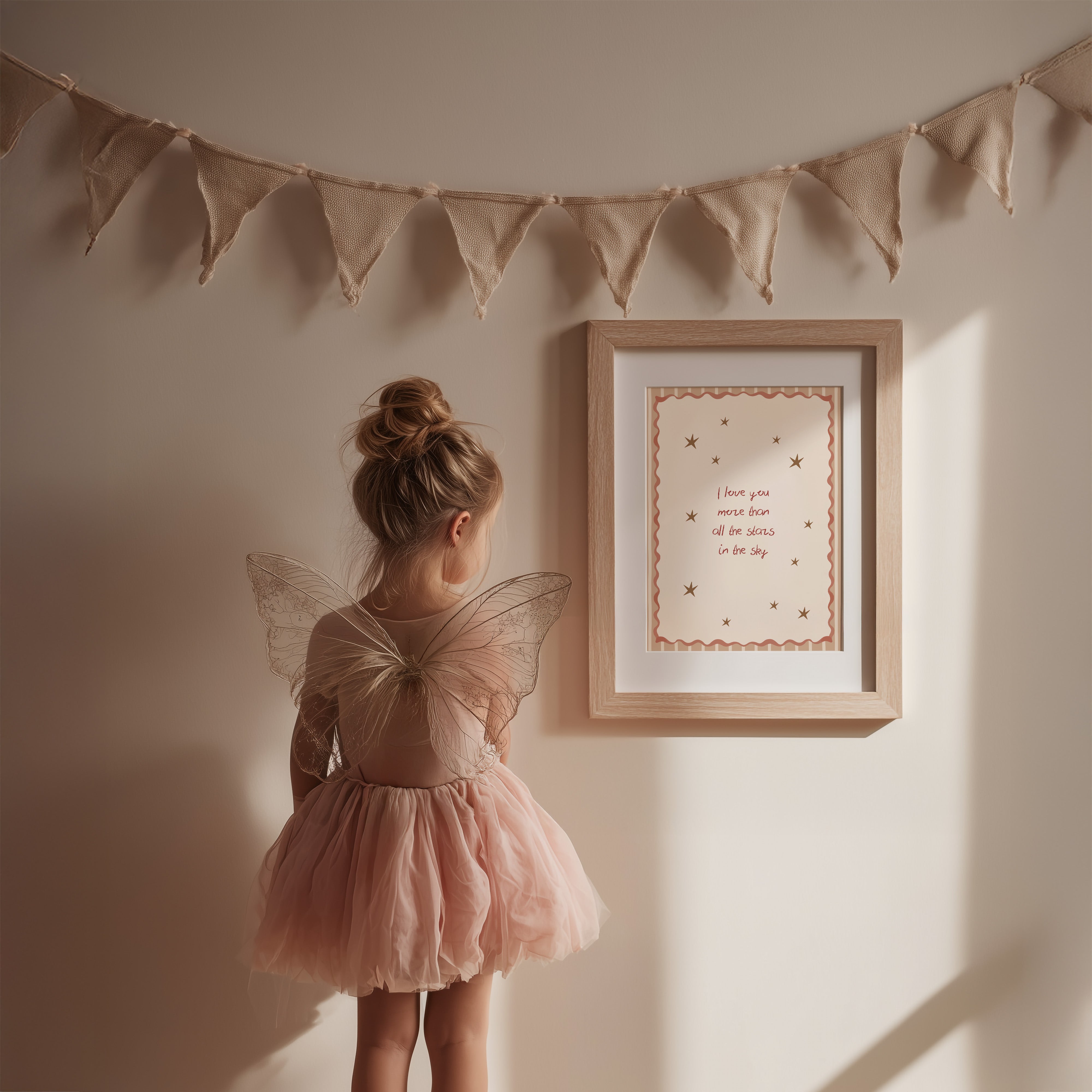 Kinderkamer print - I love you more than all the stars | roze