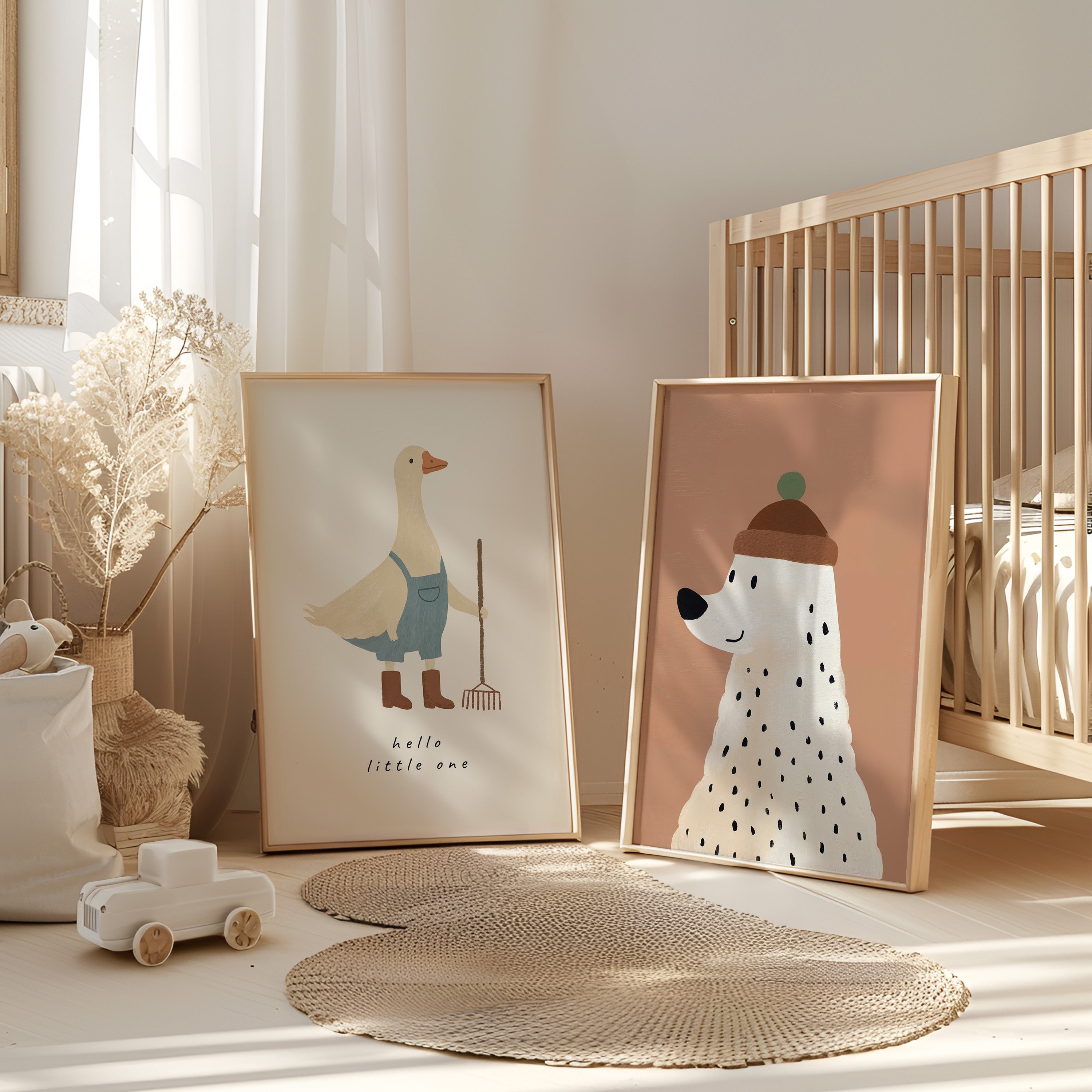 Nursery print - White bear with hat