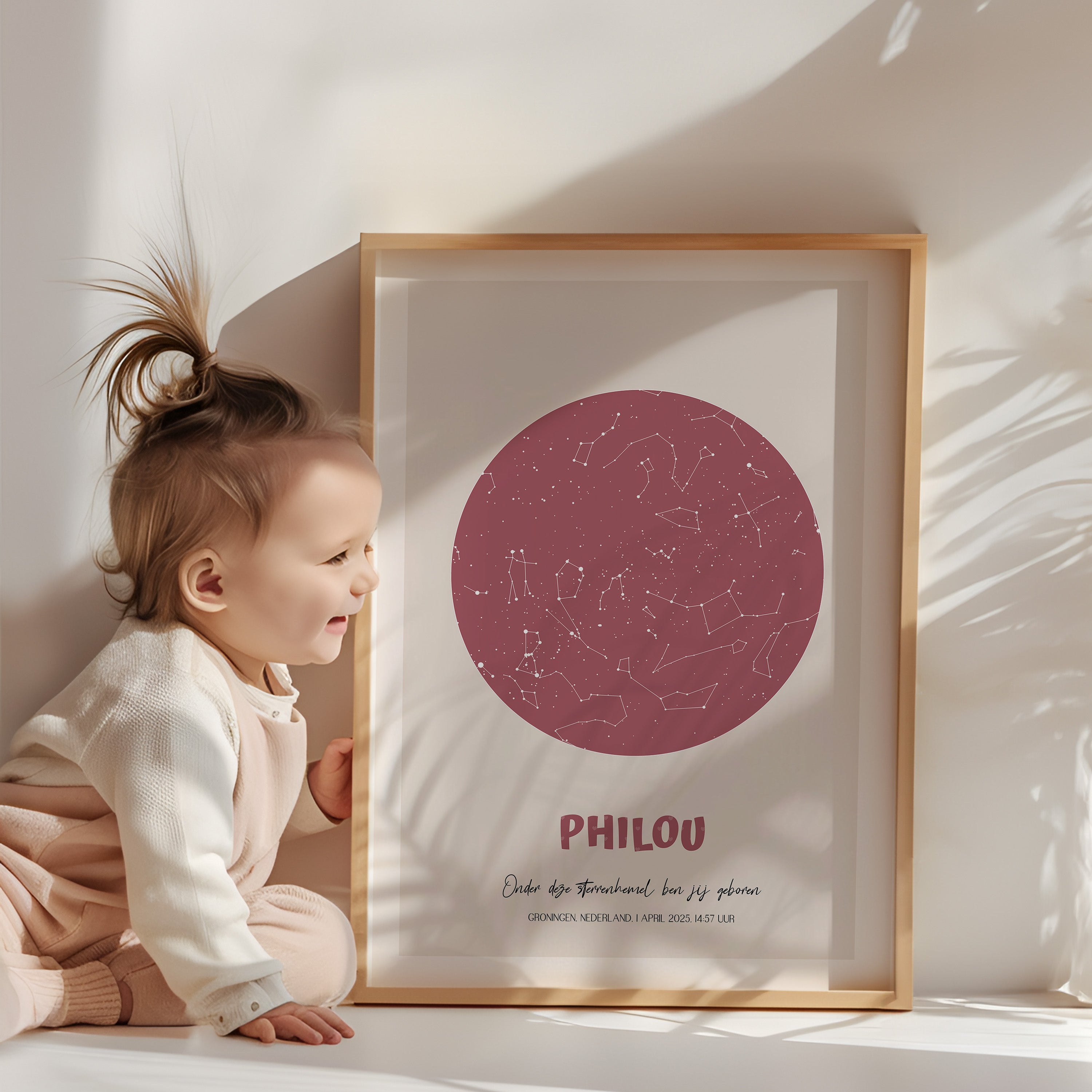 Sterrenhemel poster - KLEINE GROTE BEER | roze