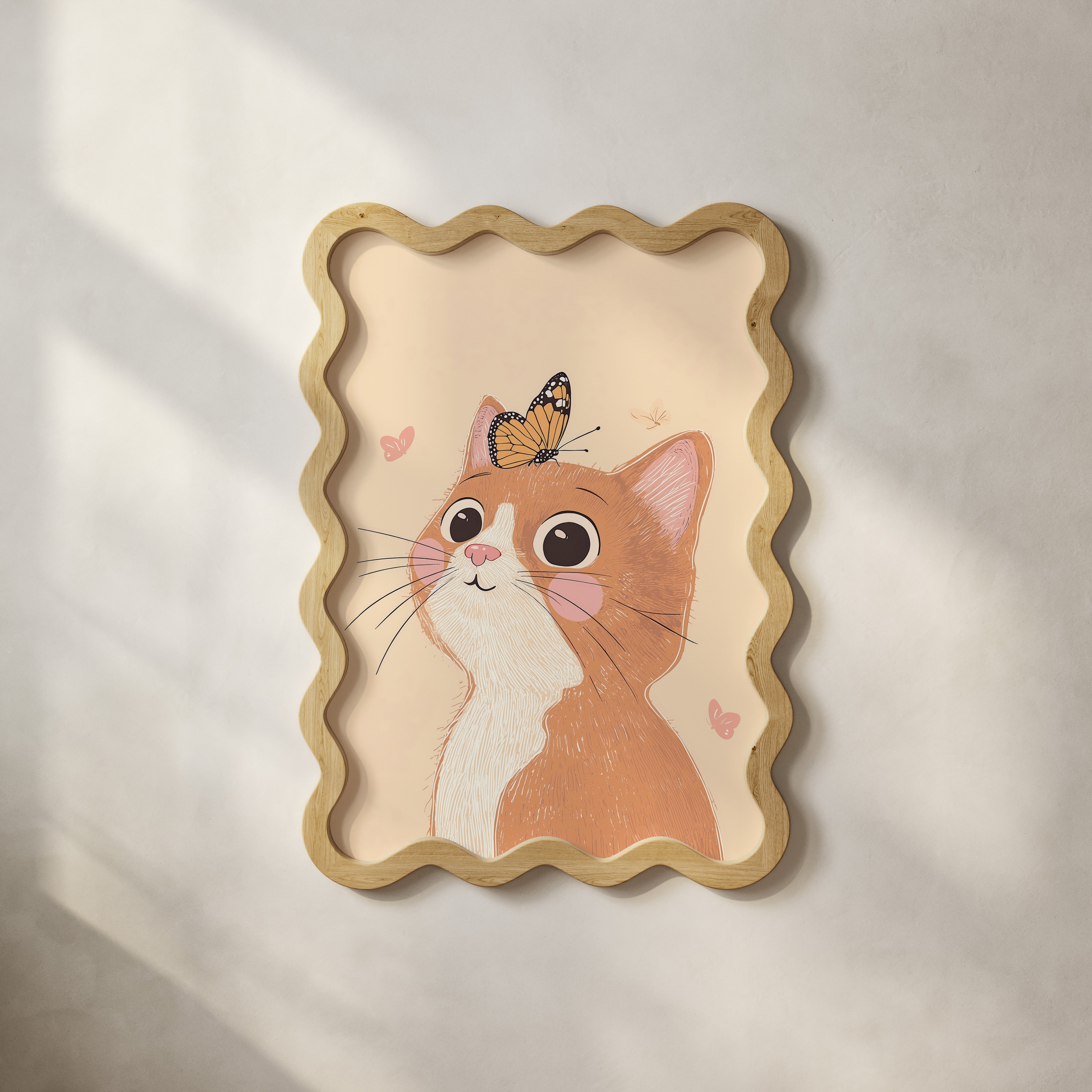 Kinderkamer print - Lieve kat met vlinder