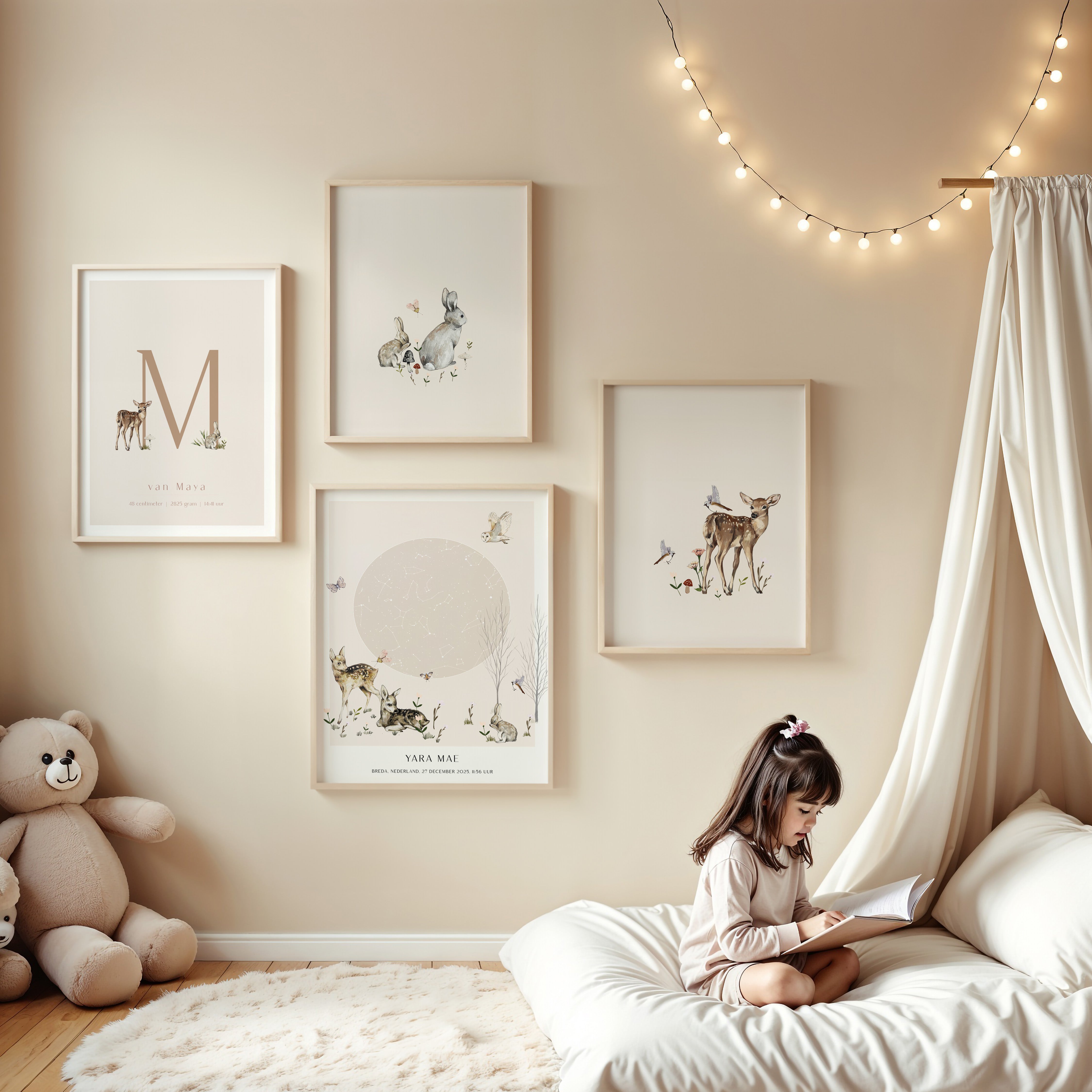 Kinderkamer poster - Hertje in het bos | Bosdieren