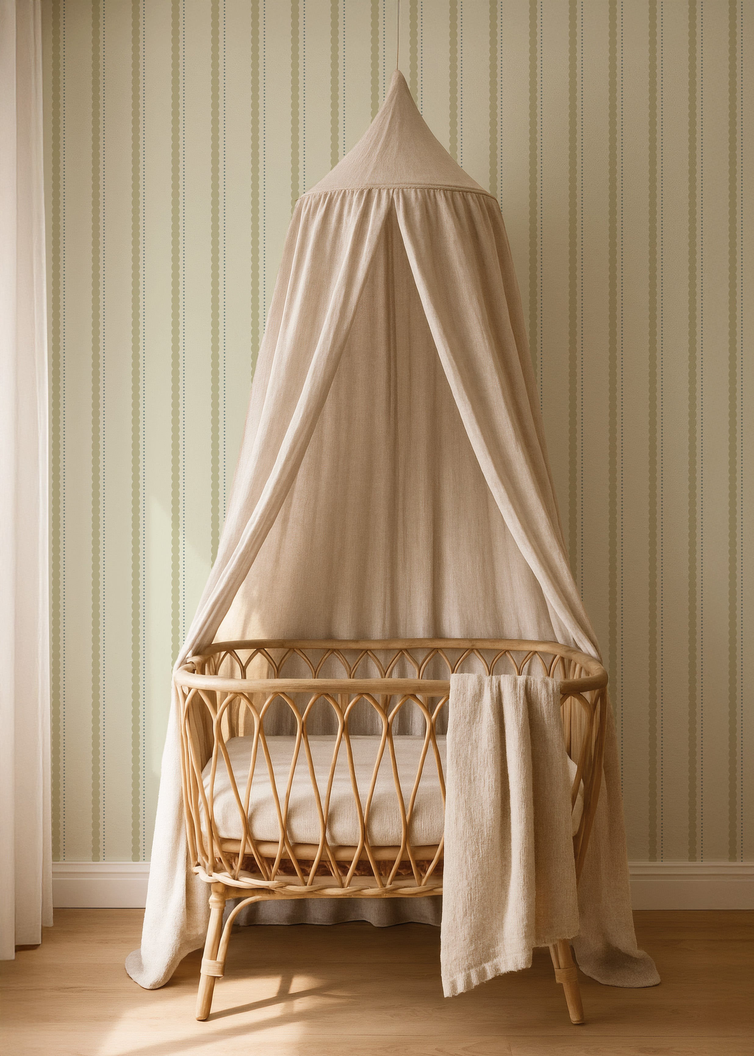 Wallpaper Wavy Stripes - olive green