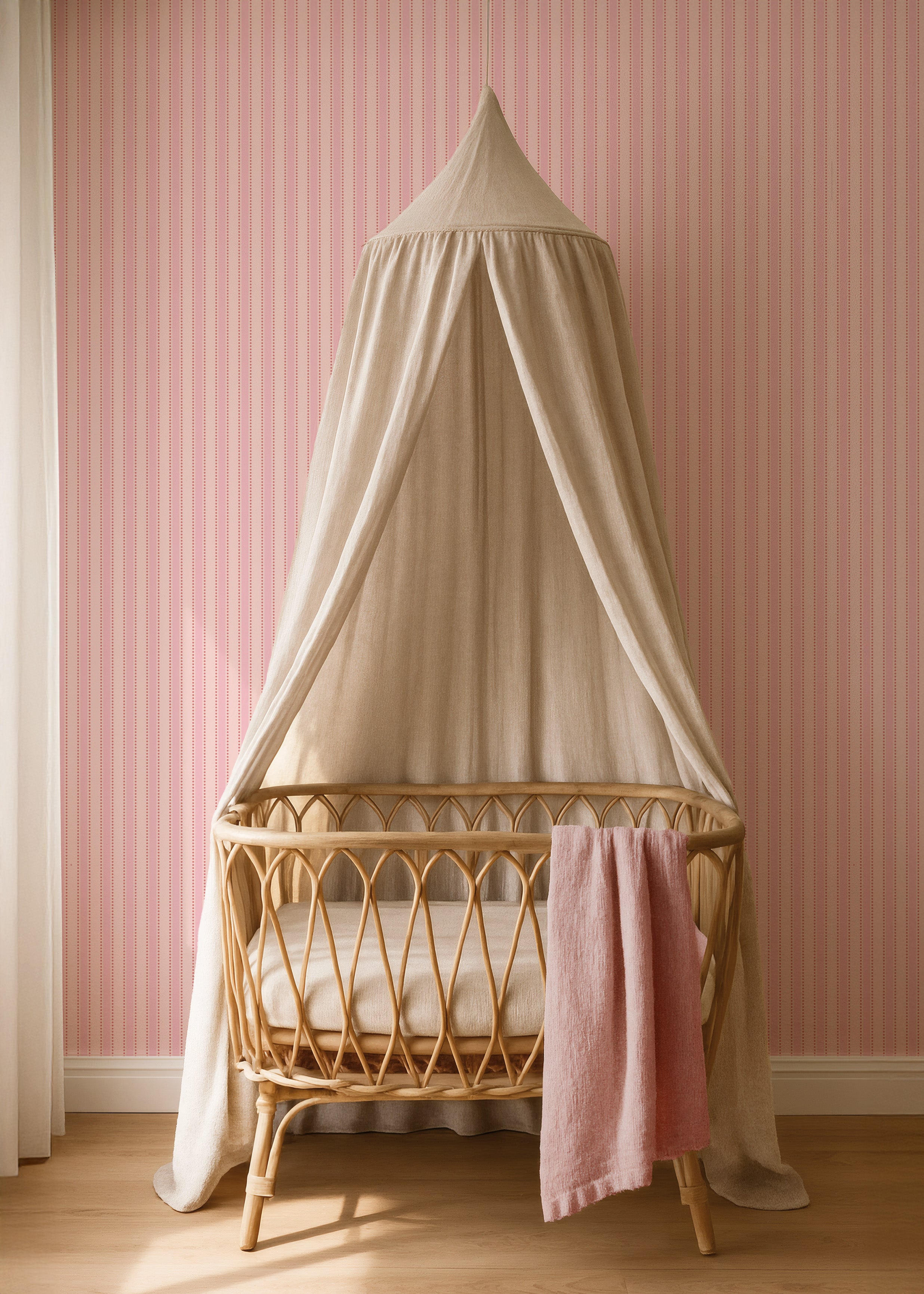 Behang Dotted Stripes - powder pink