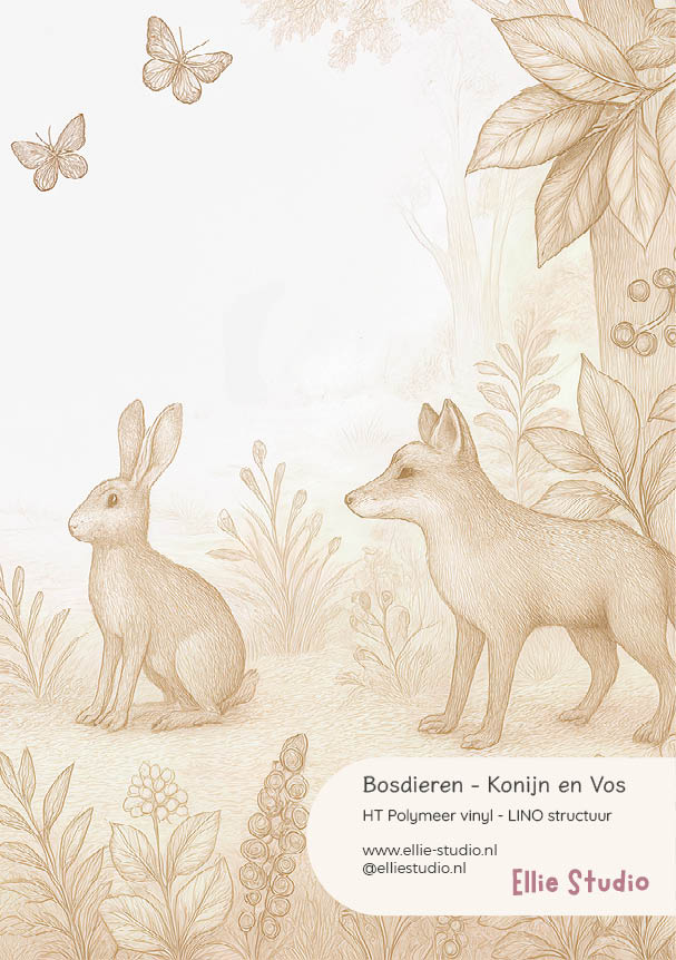 Muursticker staal - Bosdieren | konijn en vos