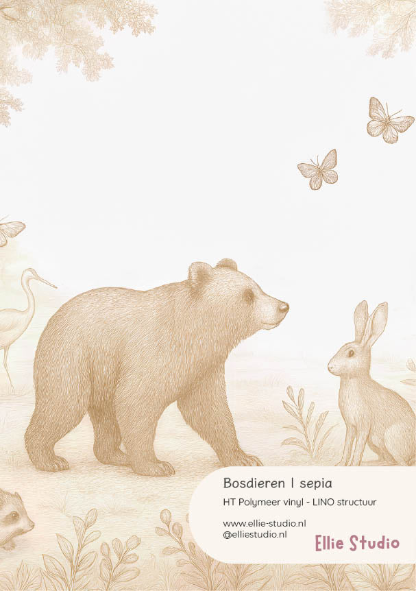 Steel wall sticker - Forest animals | sepia