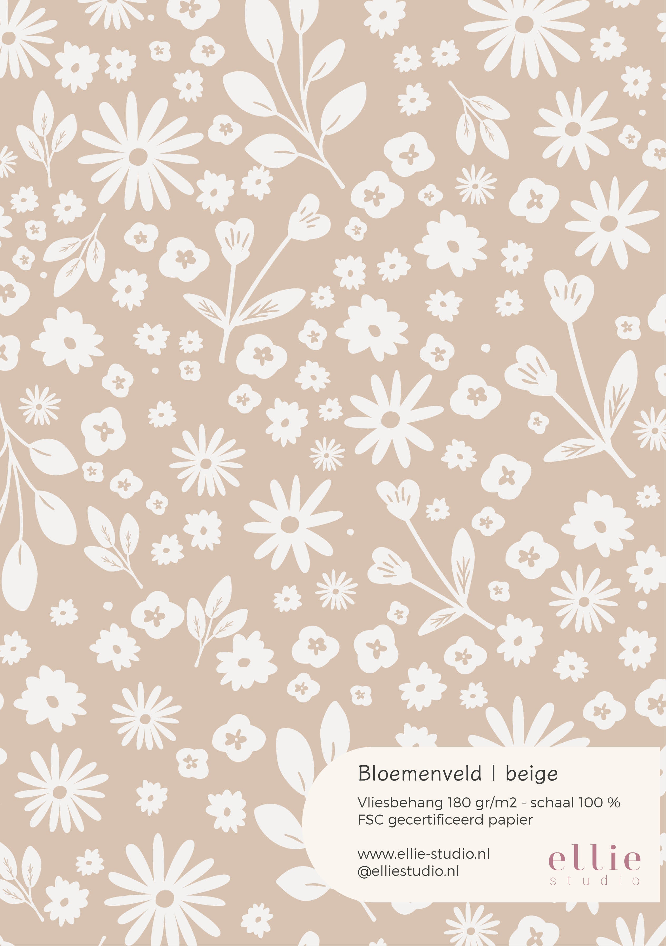 Wallpaper sample Flower field - beige