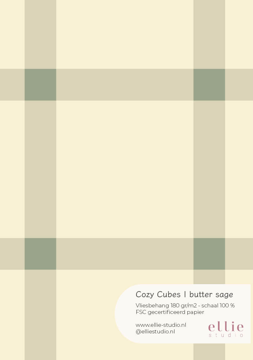 Behangstaal Cozy Cubes - butter sage