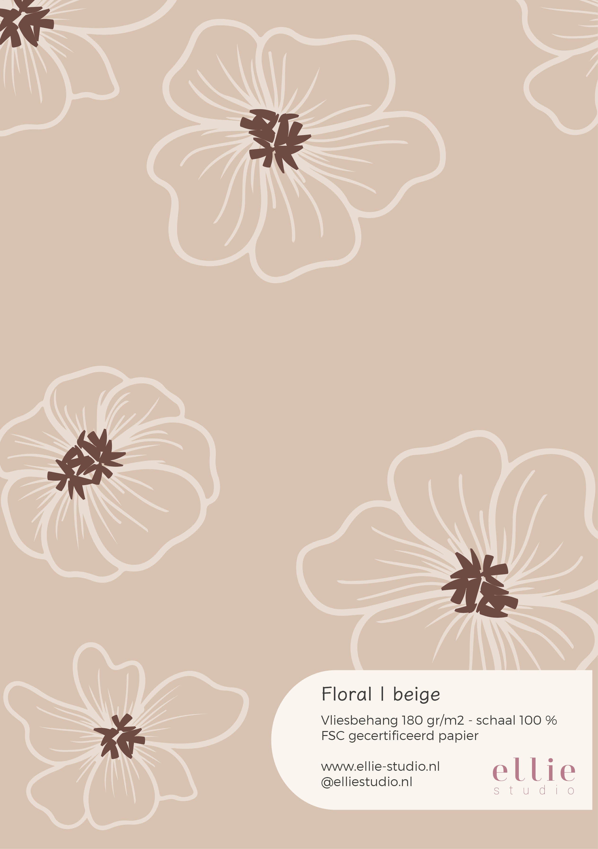 Wallpaper sample Floral - beige