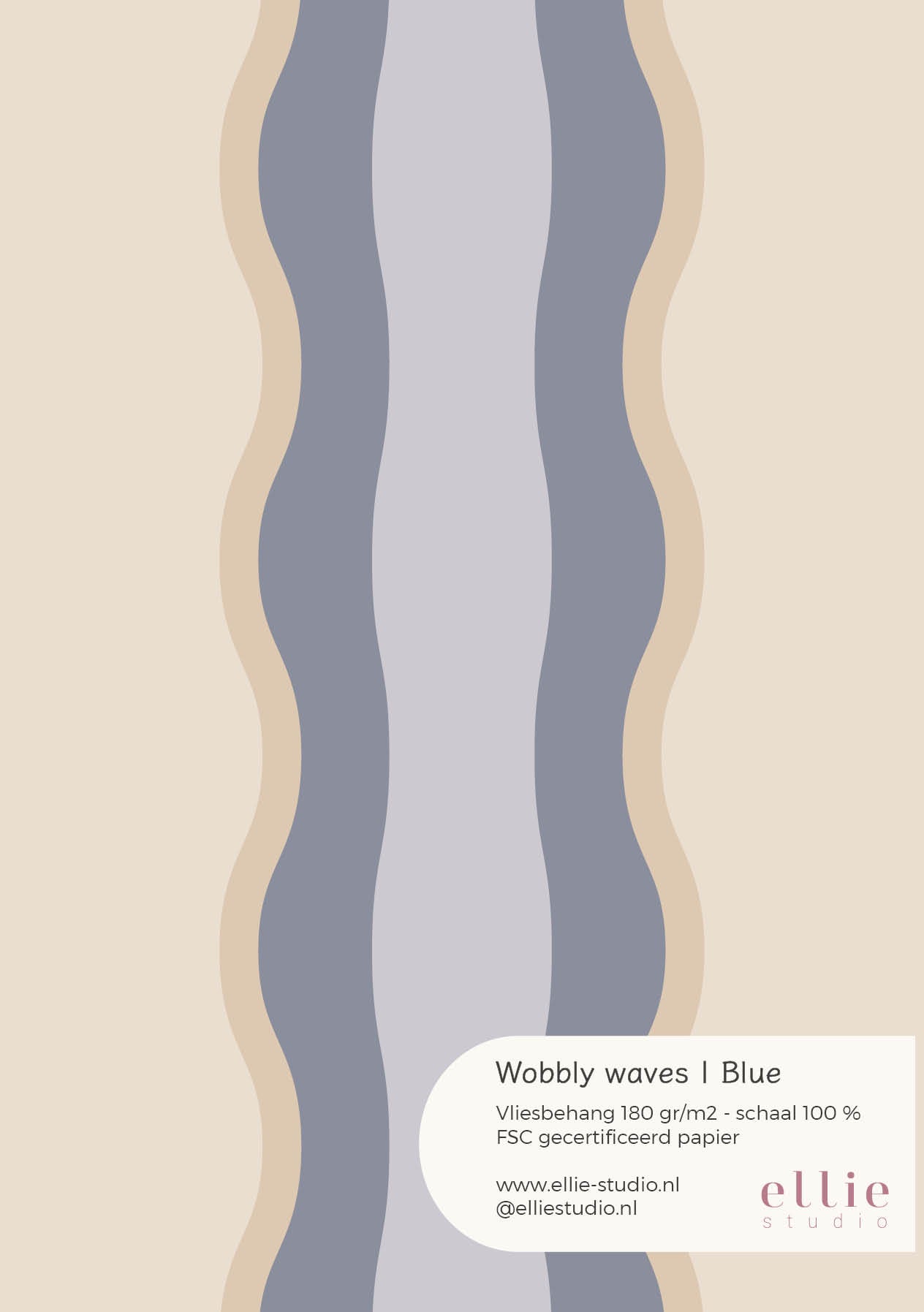 Behangstaal Wobbly Waves - blue