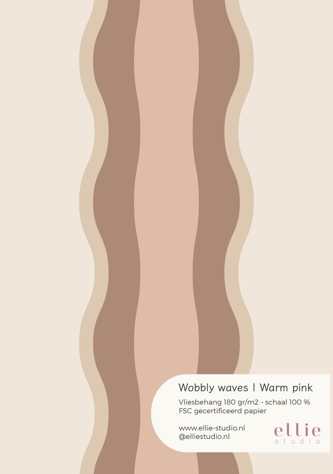 Behangstaal Wobbly Waves - warm pink