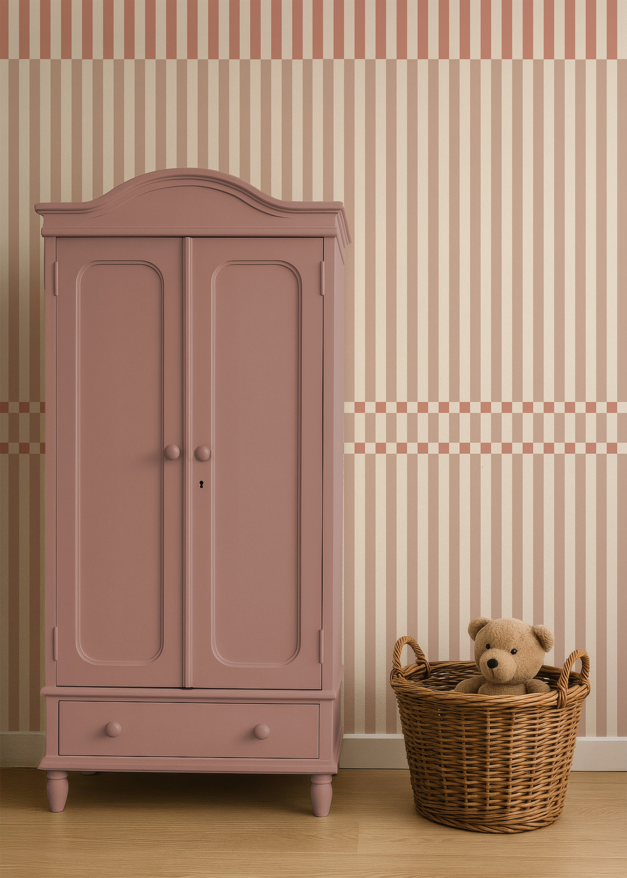 Wallpaper Checkered Stripes - sand