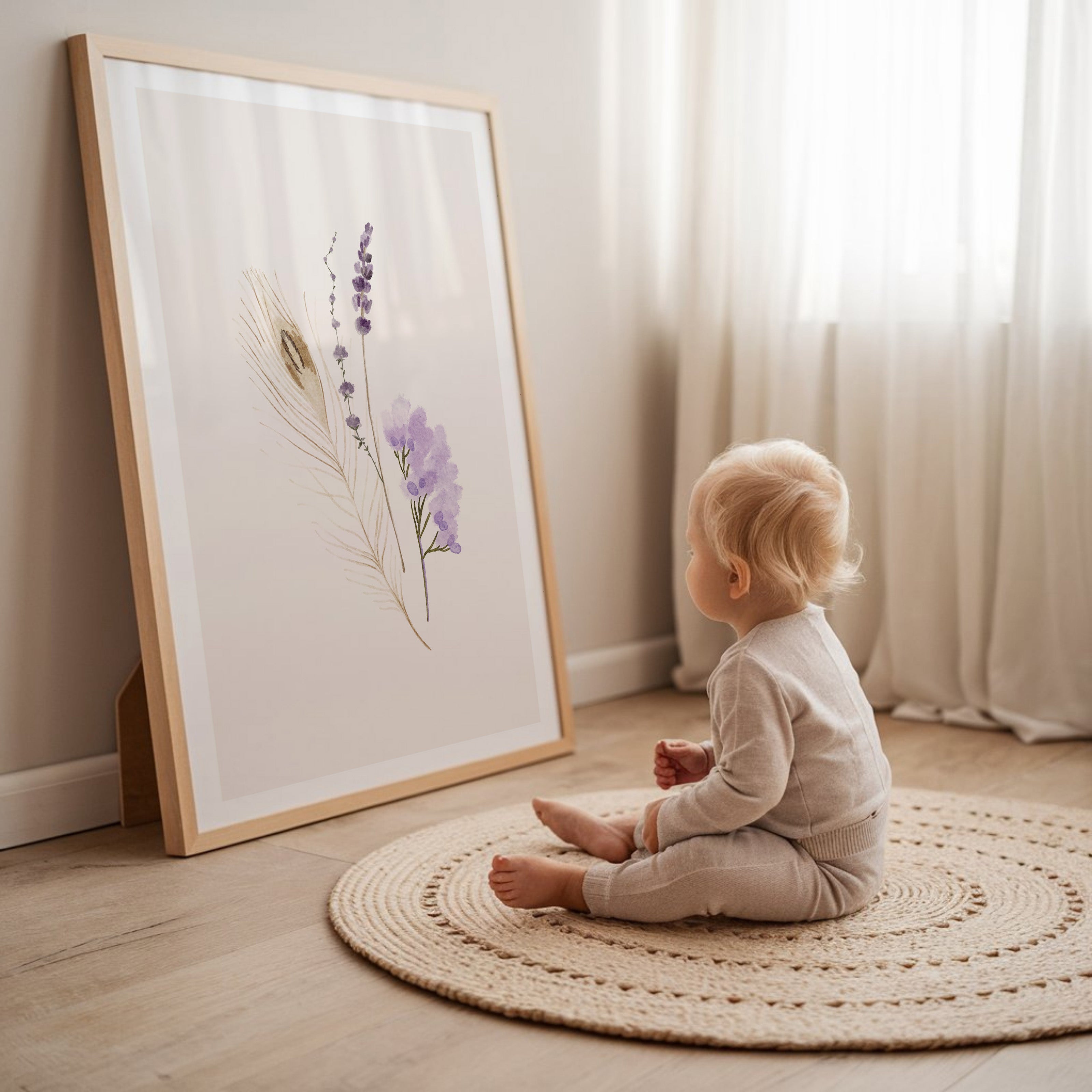 Kinderkamer poster - Plukboeket paars | Veldbloemen