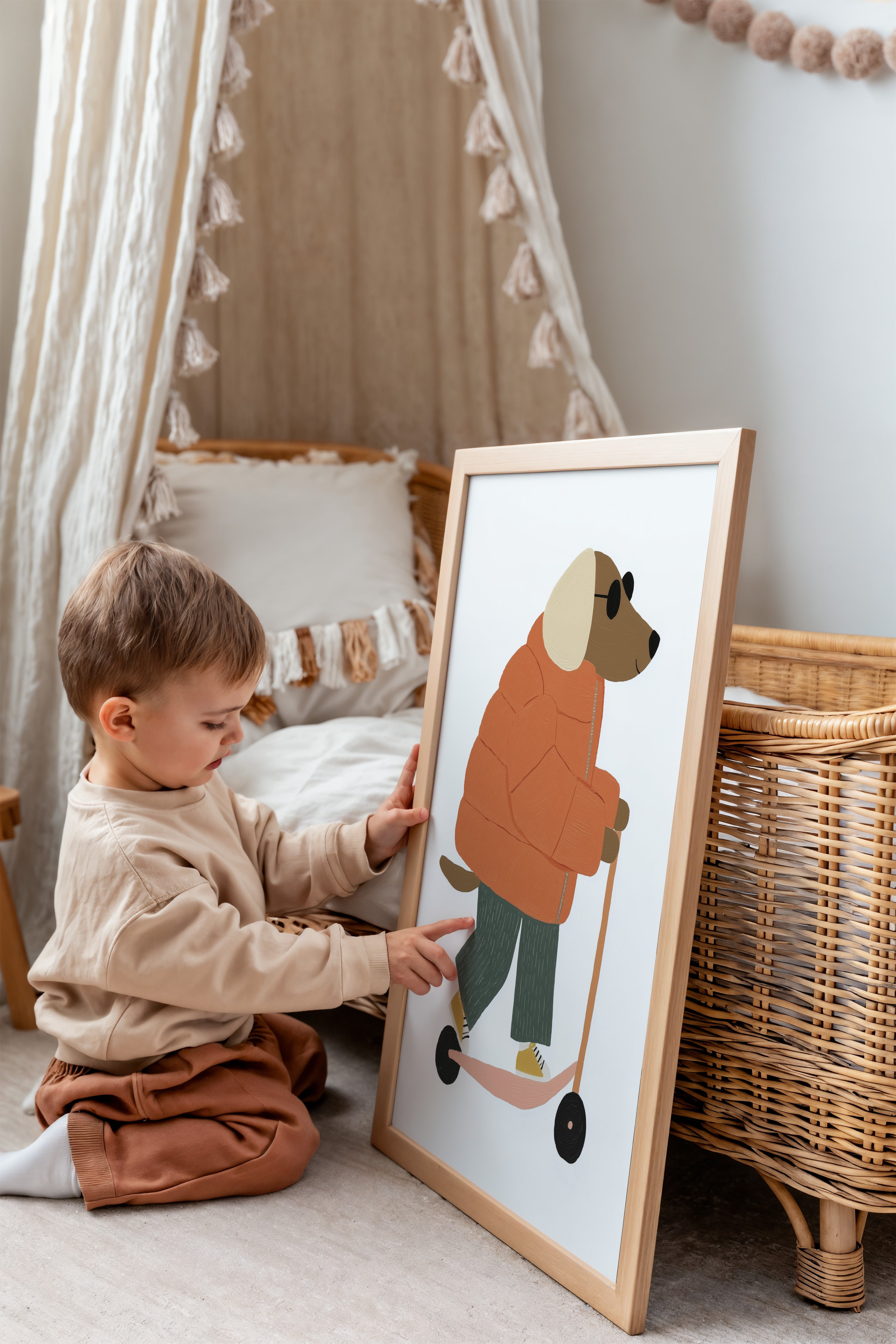 Kinderkamer print - Hond op step