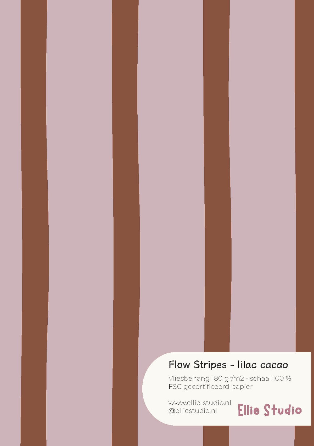 A4 behangstaal van Flow Stripes - lilac cacao met vergrijsd lila en warm cacaobruin