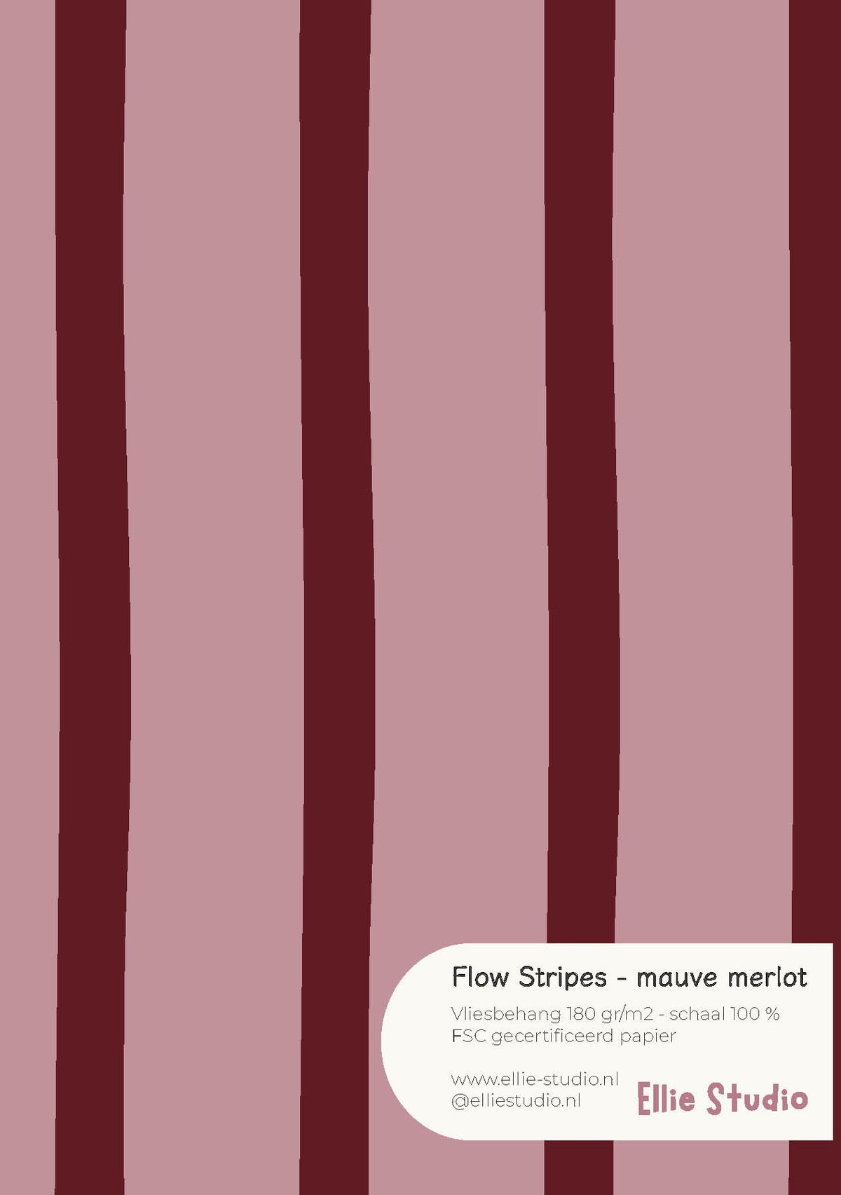 A4 behangstaal van Flow Stripes - mauve merlot met zacht mauve en diep merlotrood