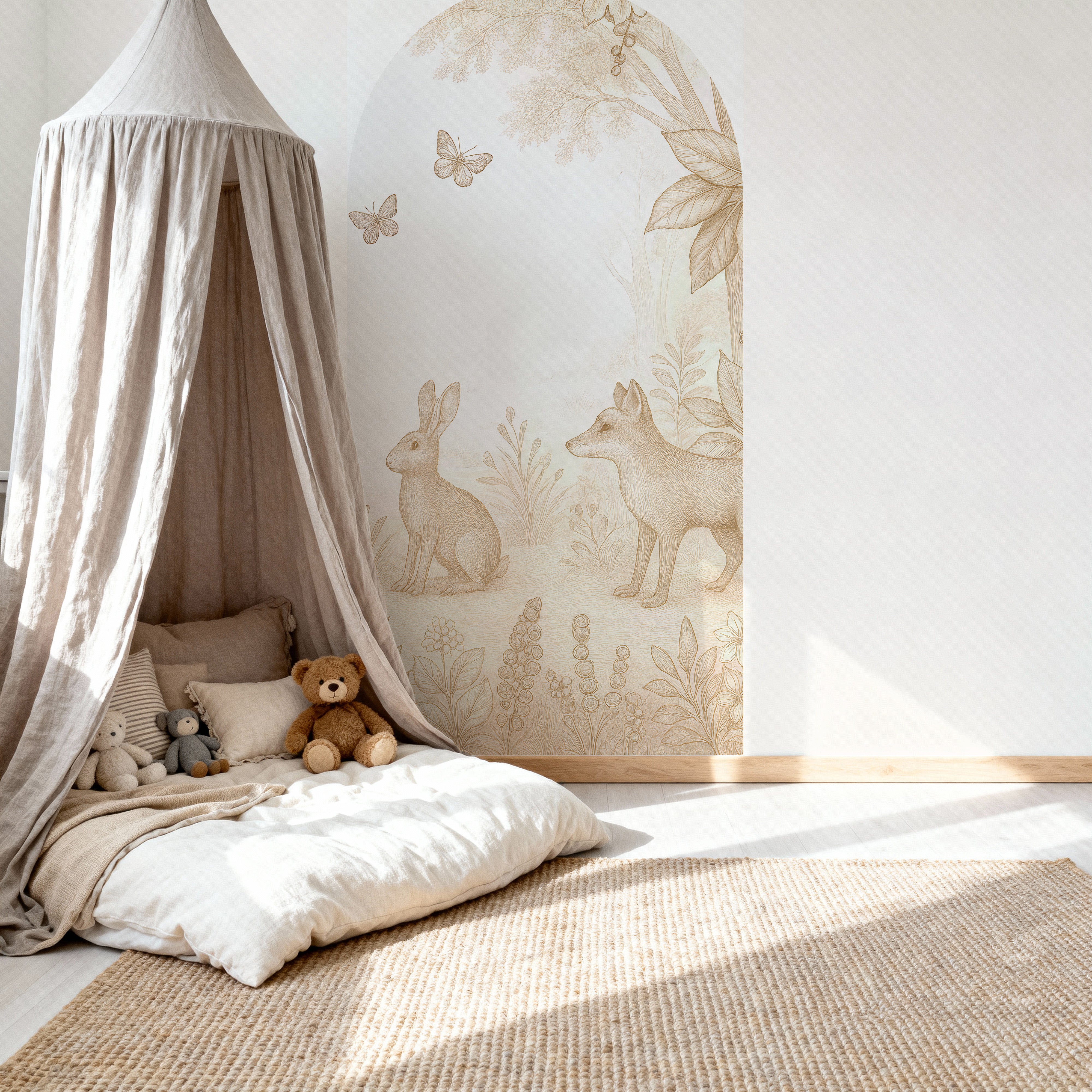 Behangboog - Bosdieren | konijn en vos