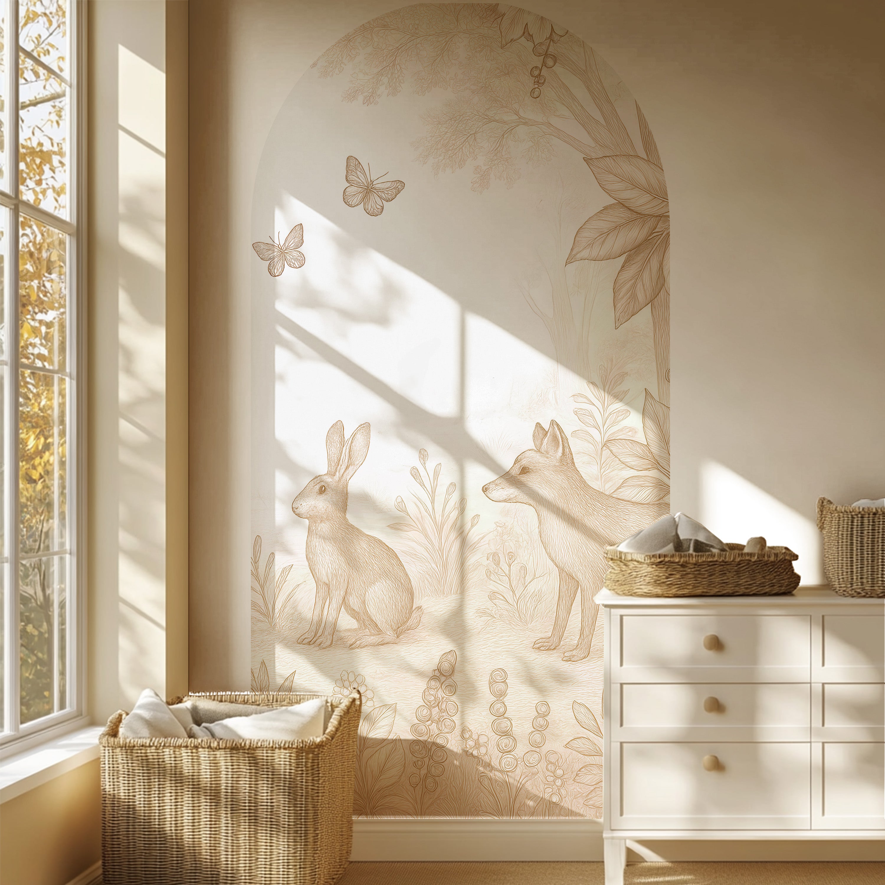 Behangboog - Bosdieren | konijn en vos