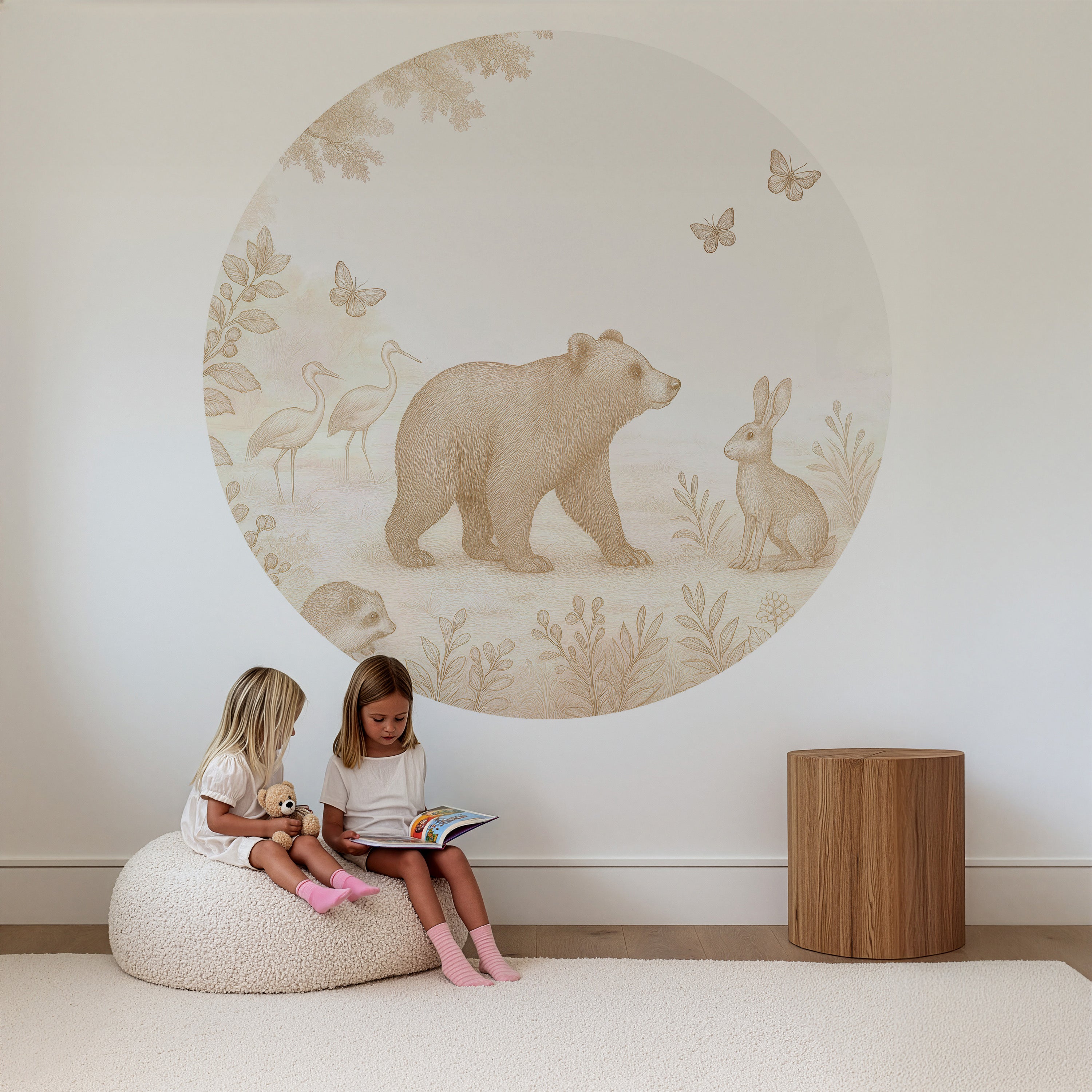 Behangcirkel - Bosdieren | sepia