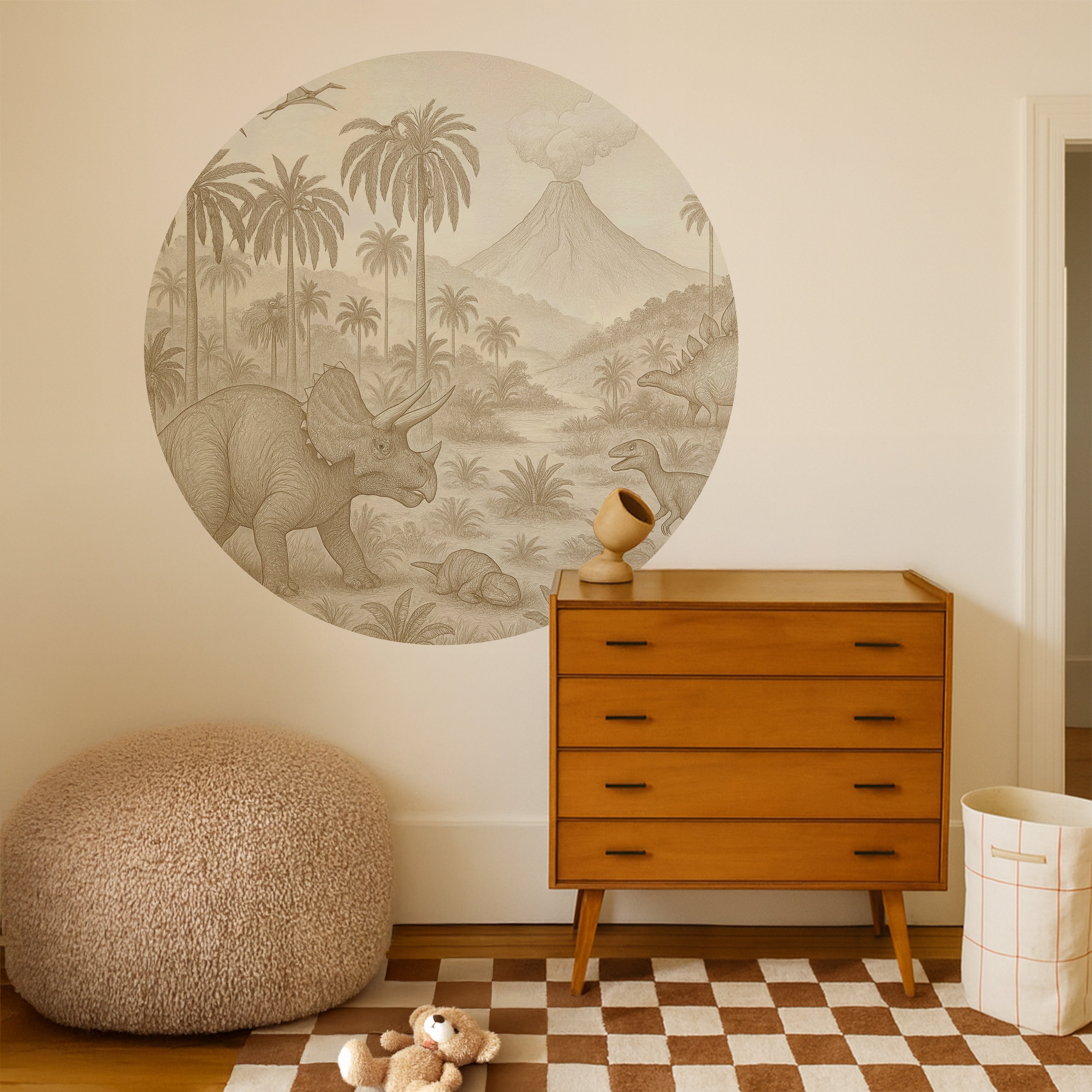Behangcirkel - Dino wereld landschap