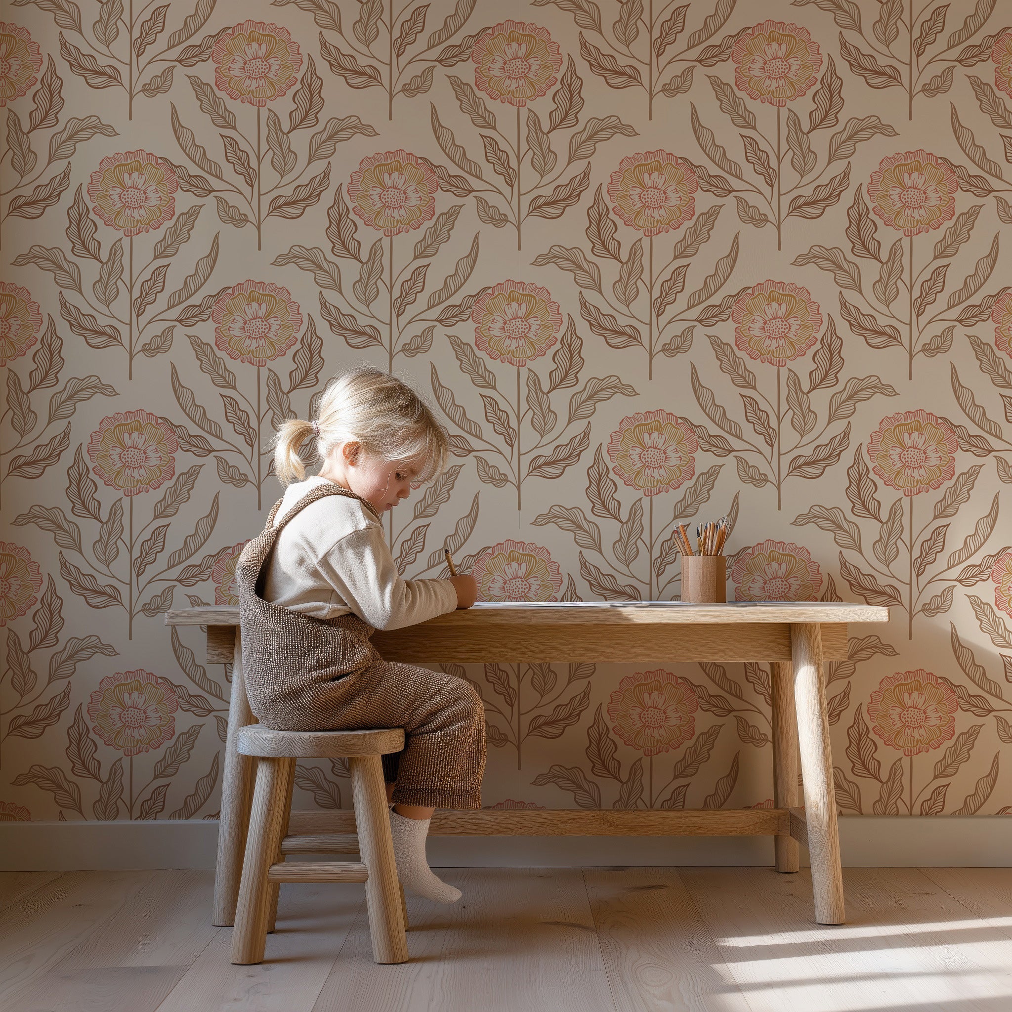 Wallpaper Sunset Flowers - amber glow