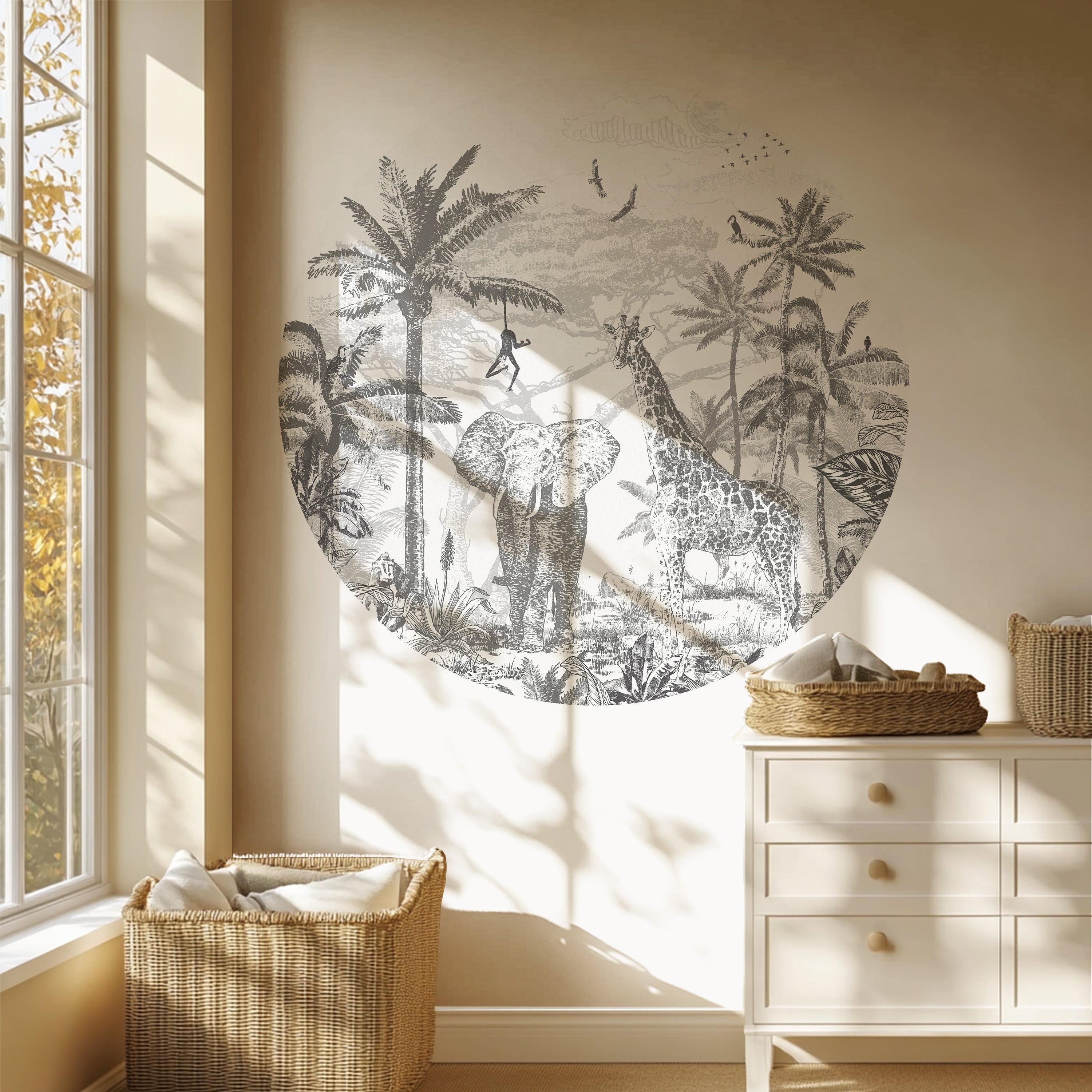 Behangcirkel - Jungle | monochroom