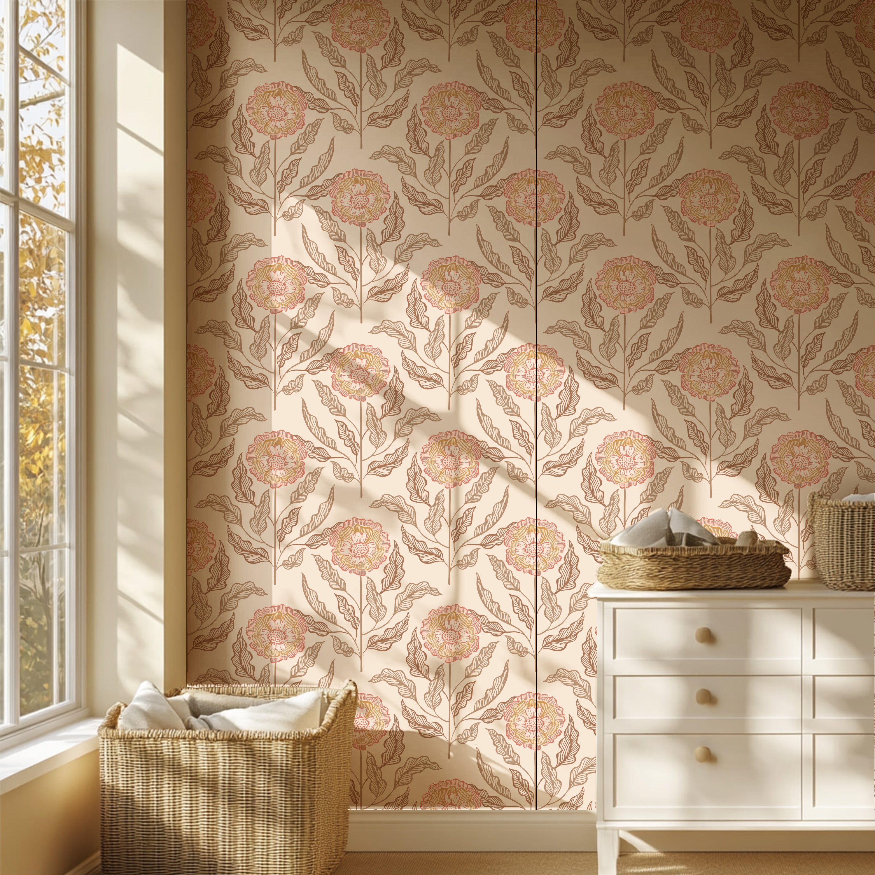 Wallpaper Sunset Flowers - amber glow