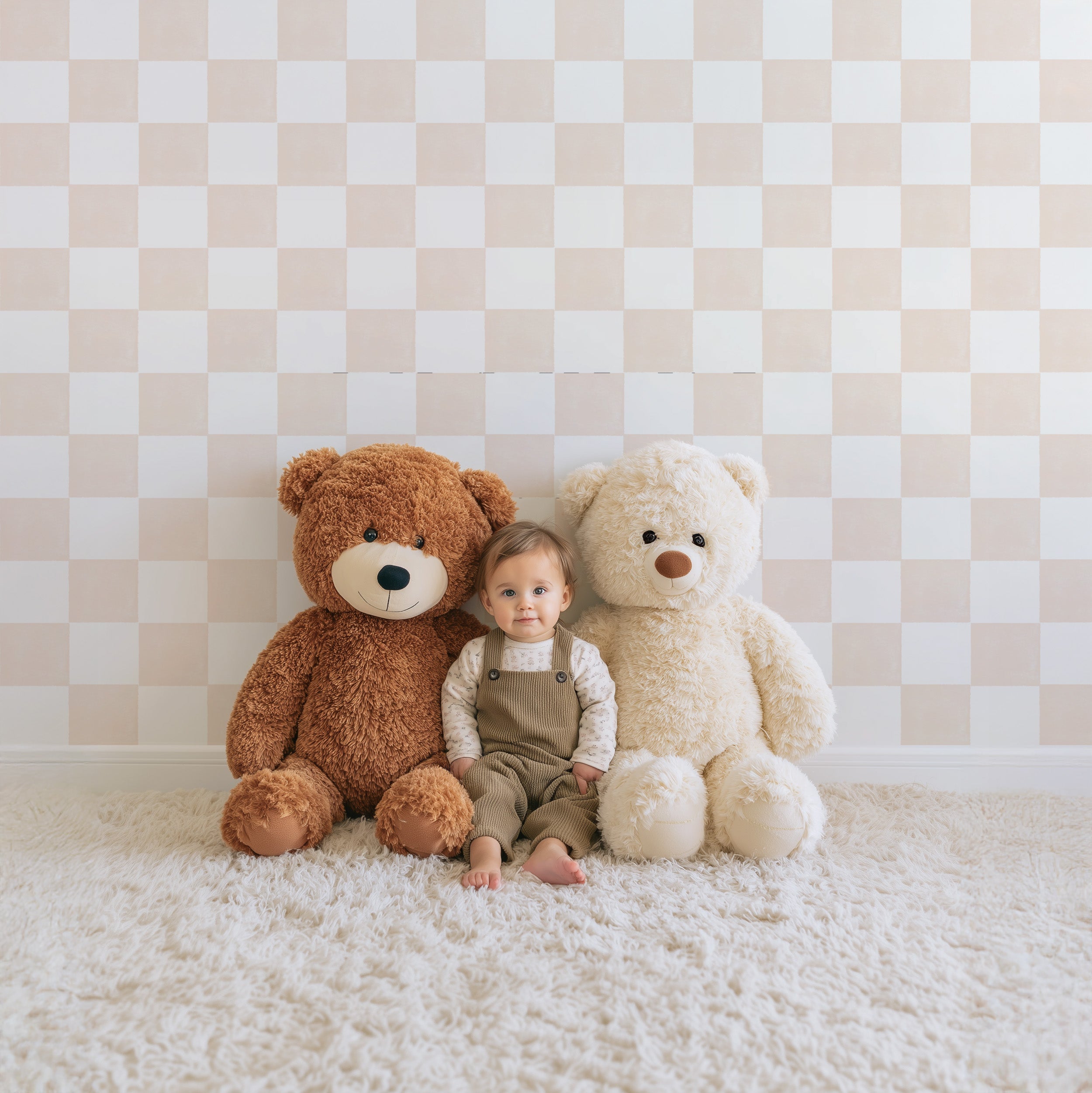 Behang Ruitje Ruitje - beige