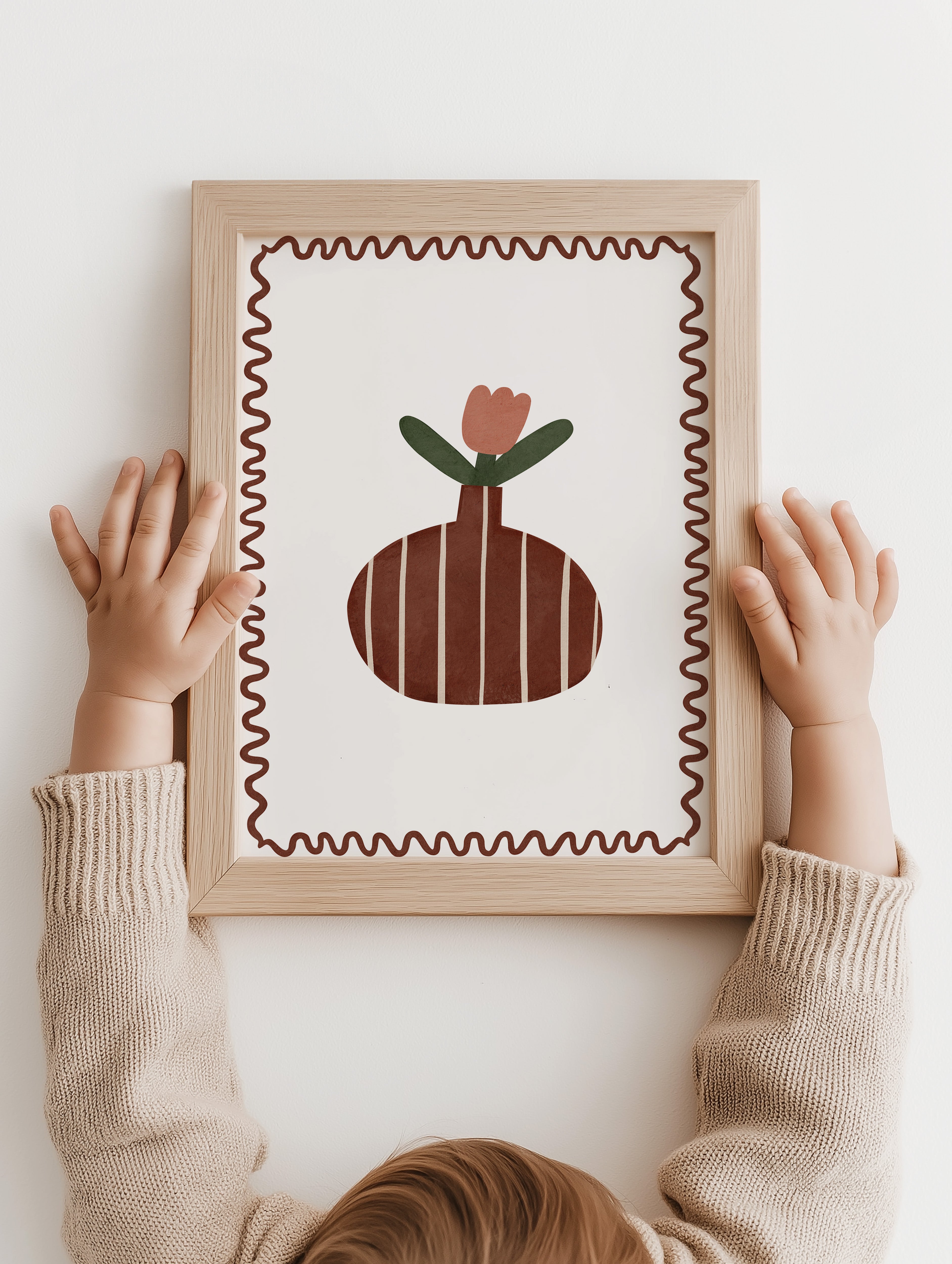 Retro kinderkamer poster - Bloem in vaas