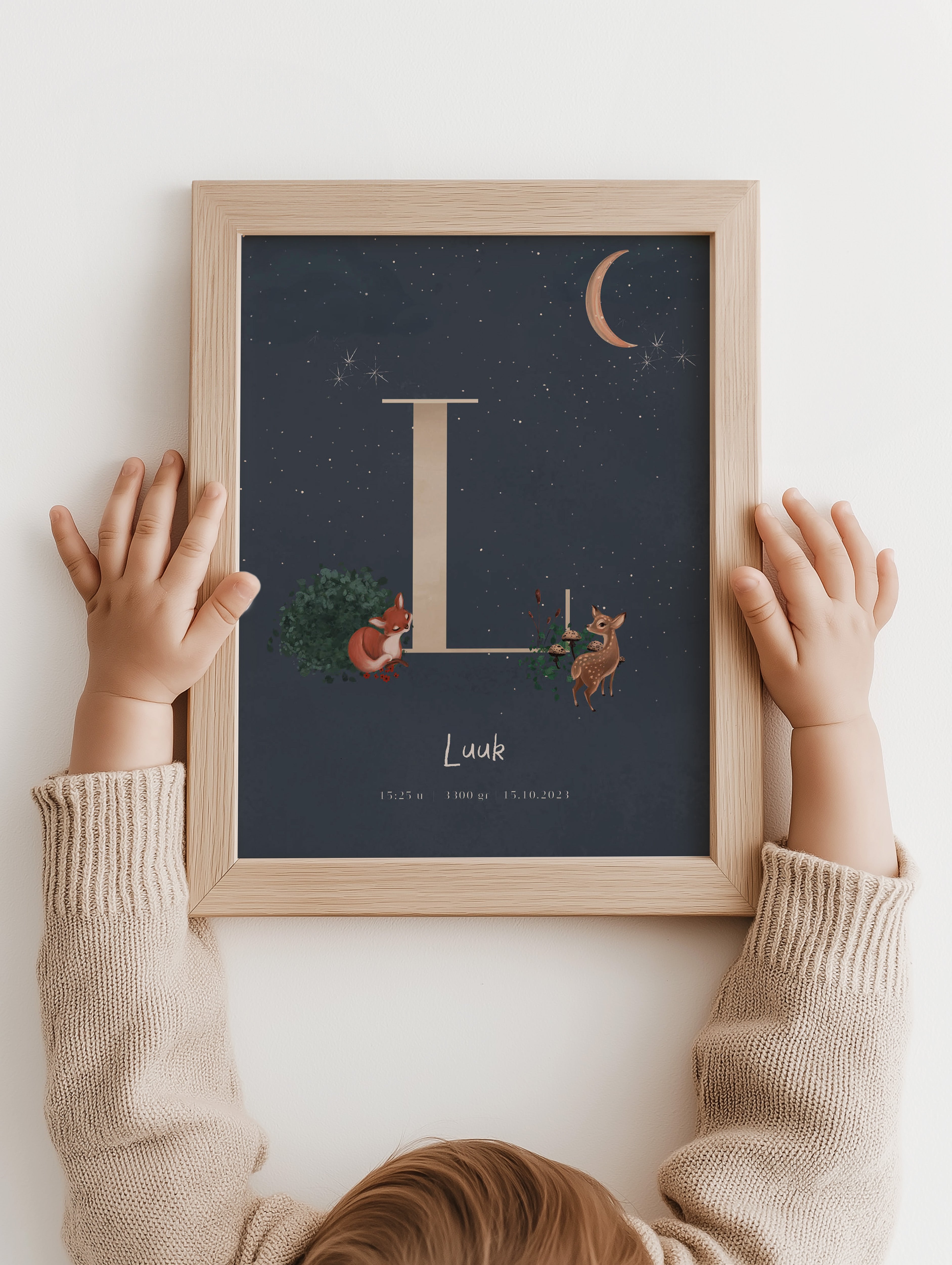 Birth poster Enchanted Forest - dark blue