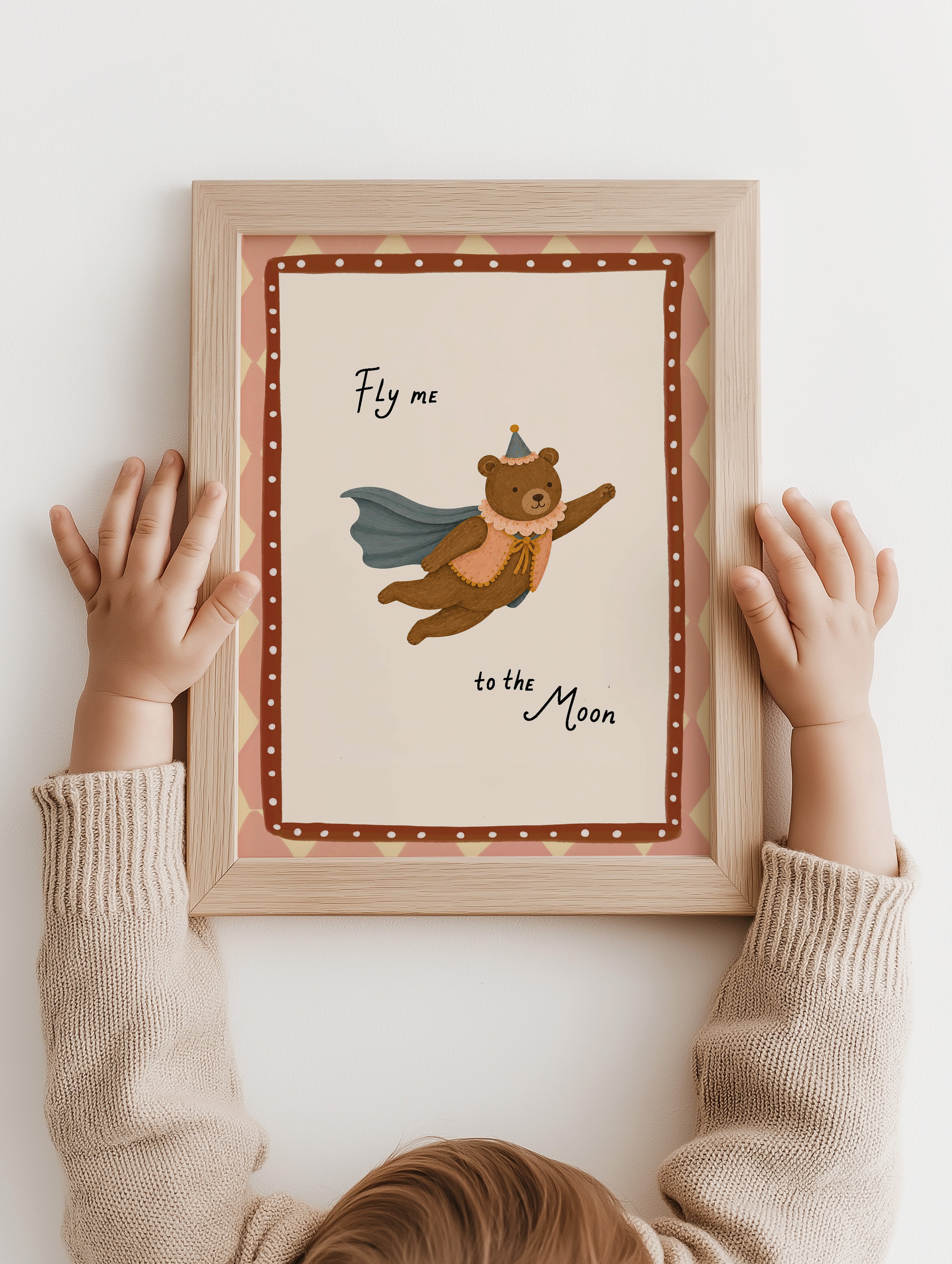 Kinderkamer poster - Circus beer 'Fly me to the moon'