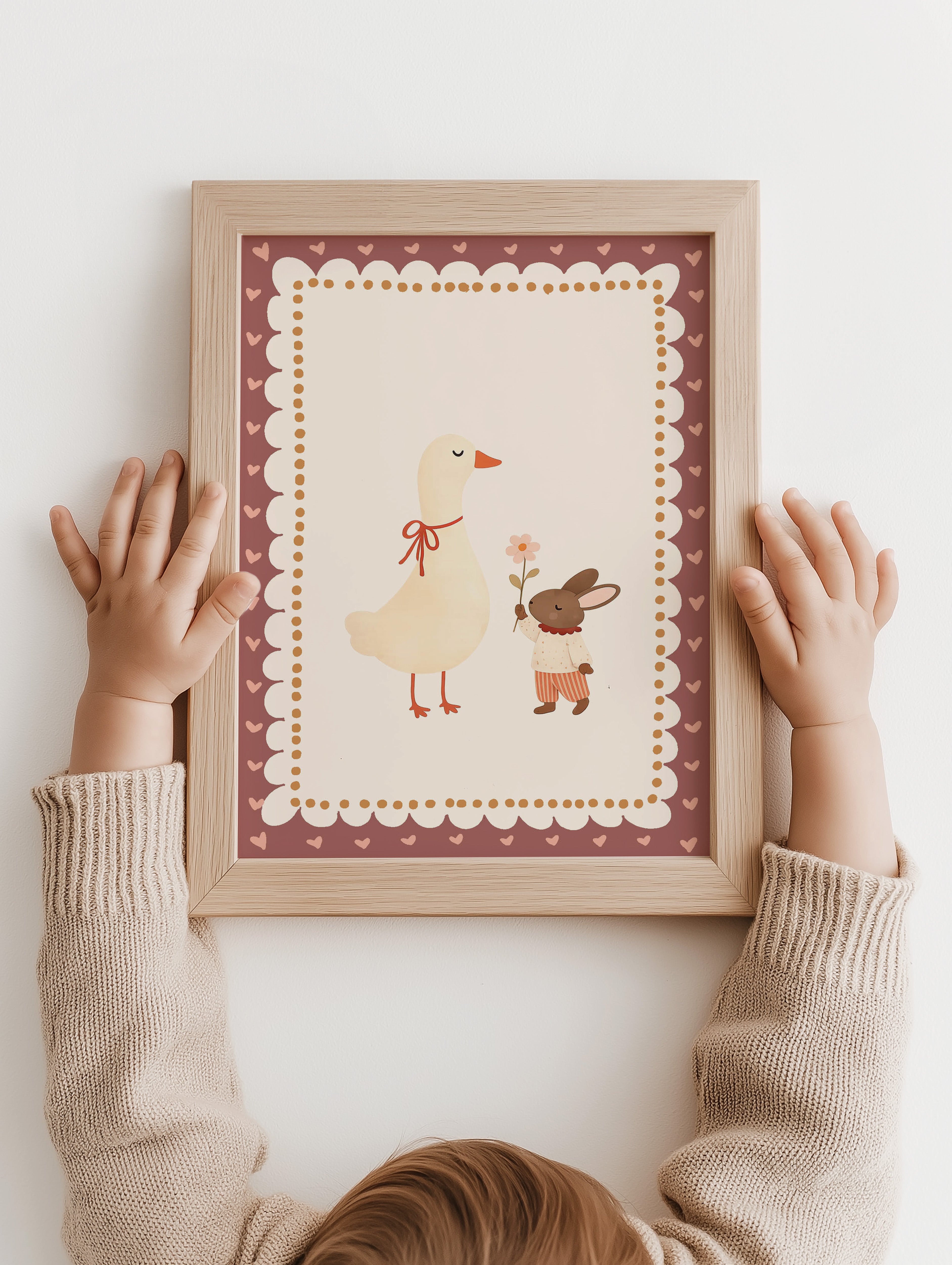 Kinderkamer poster - Gansje en konijn