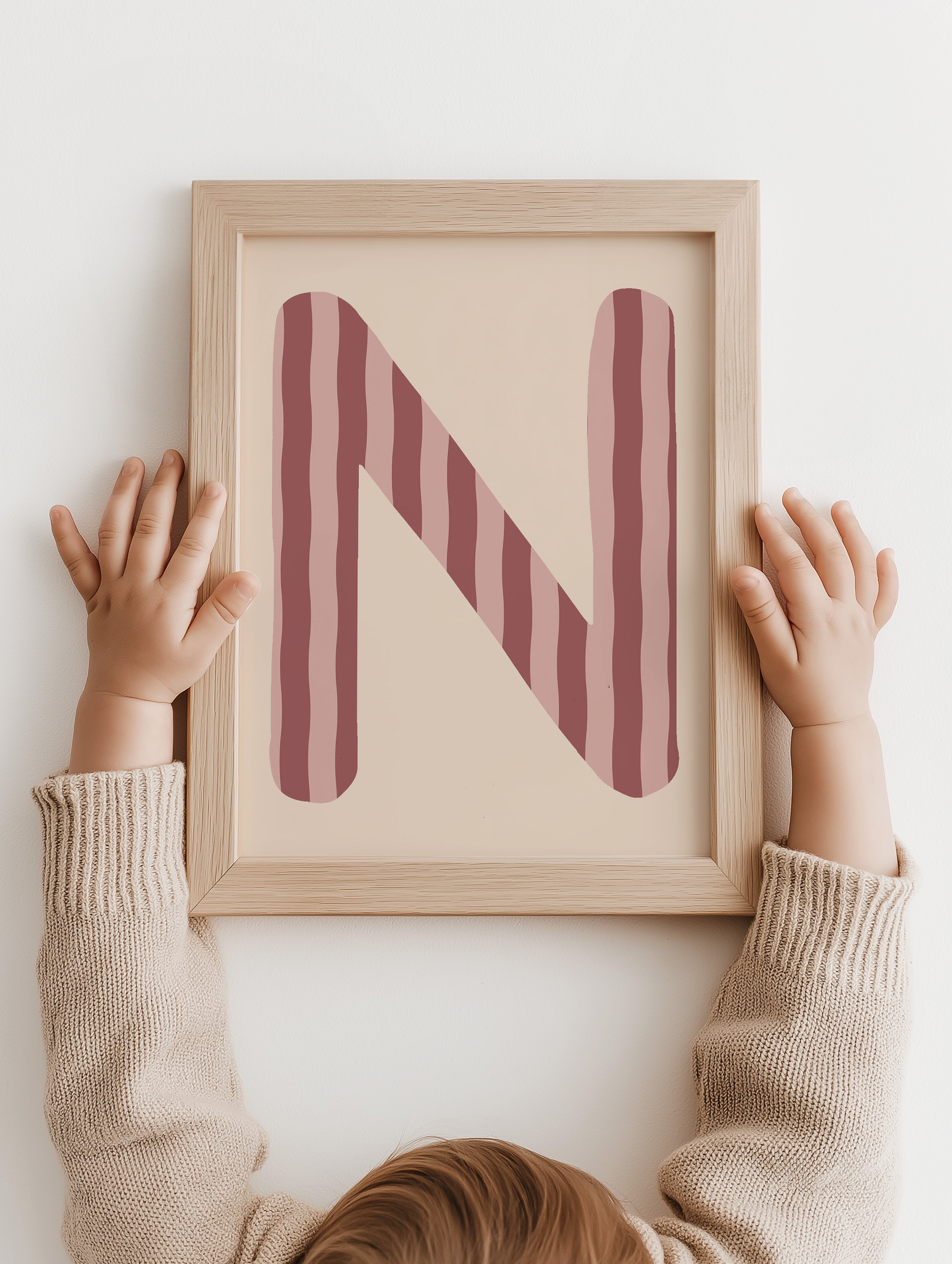 Letterposter Wavy Stripes - rosewood