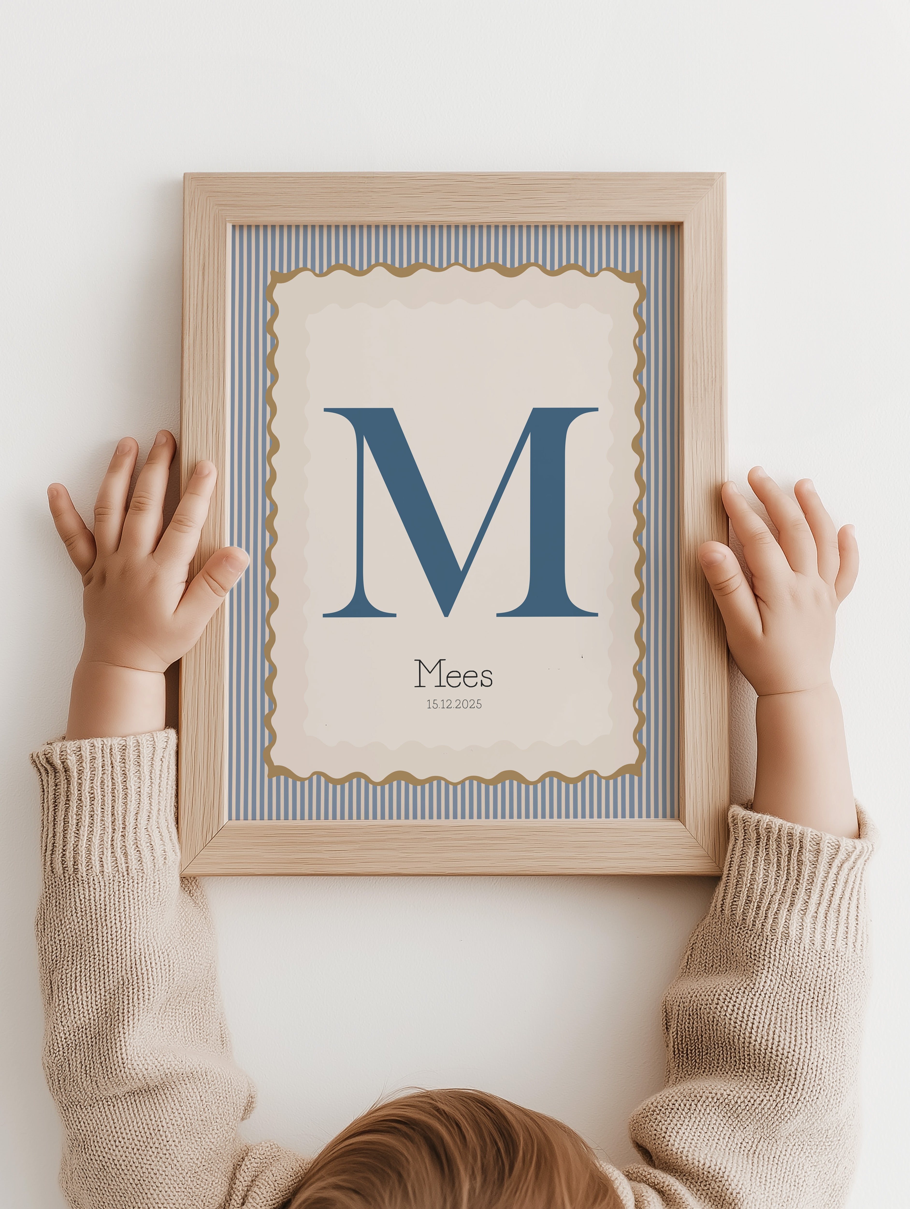 Geboorteposter Zacht Kader - streepjes