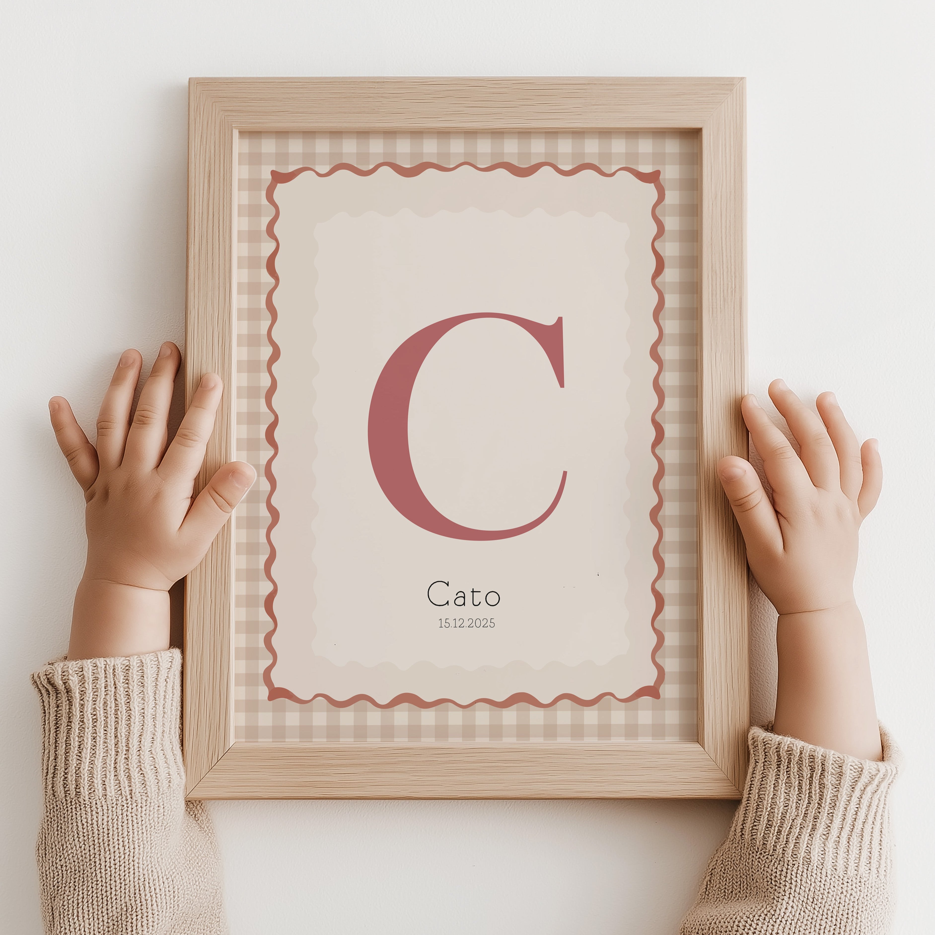 Geboorteposter Zacht Kader - ruitjes