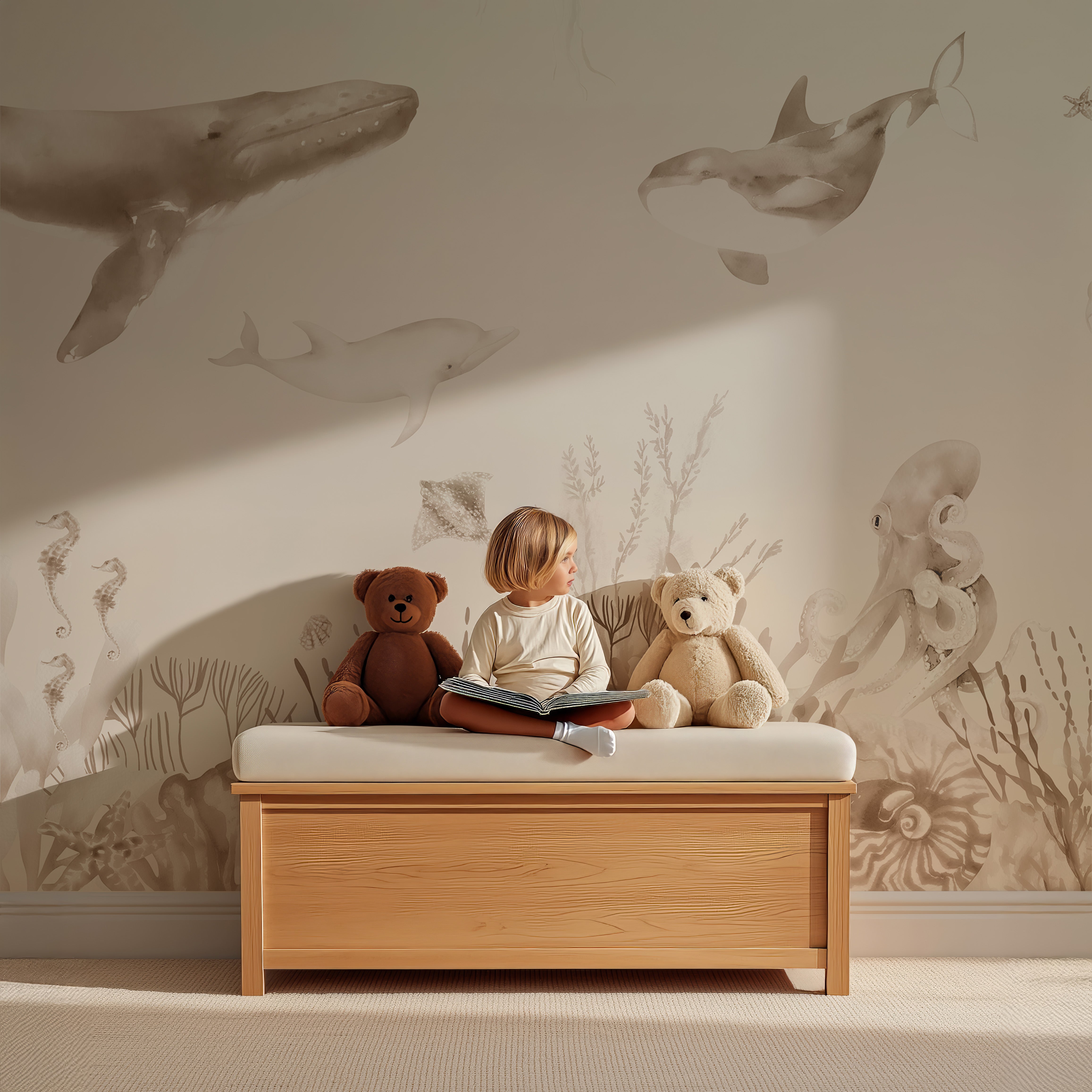 Collage wallpaper Jungle - brown