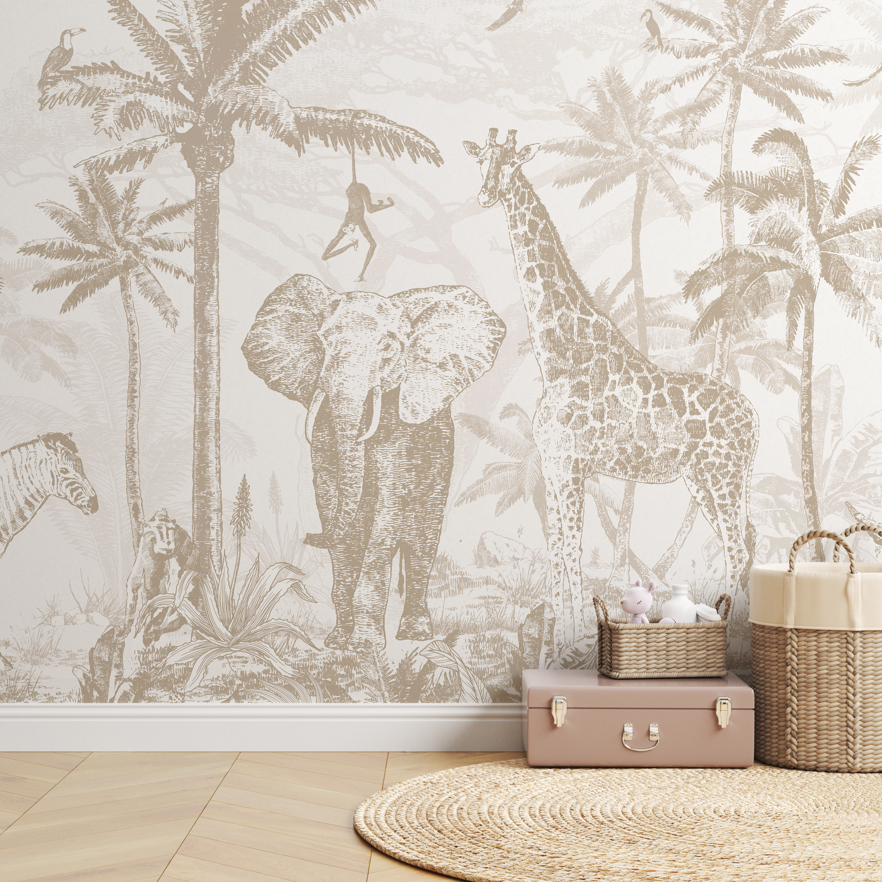 Collage behang Jungle - bruin