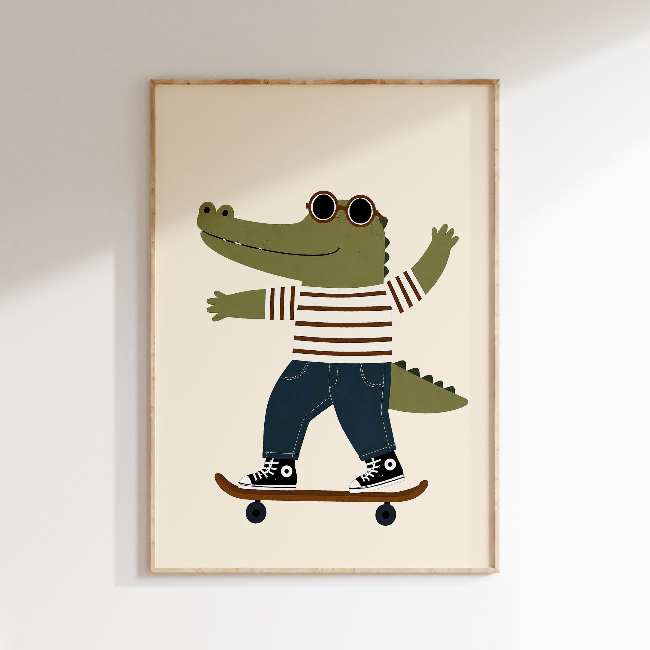 Children's room print - Cool lion on scooter