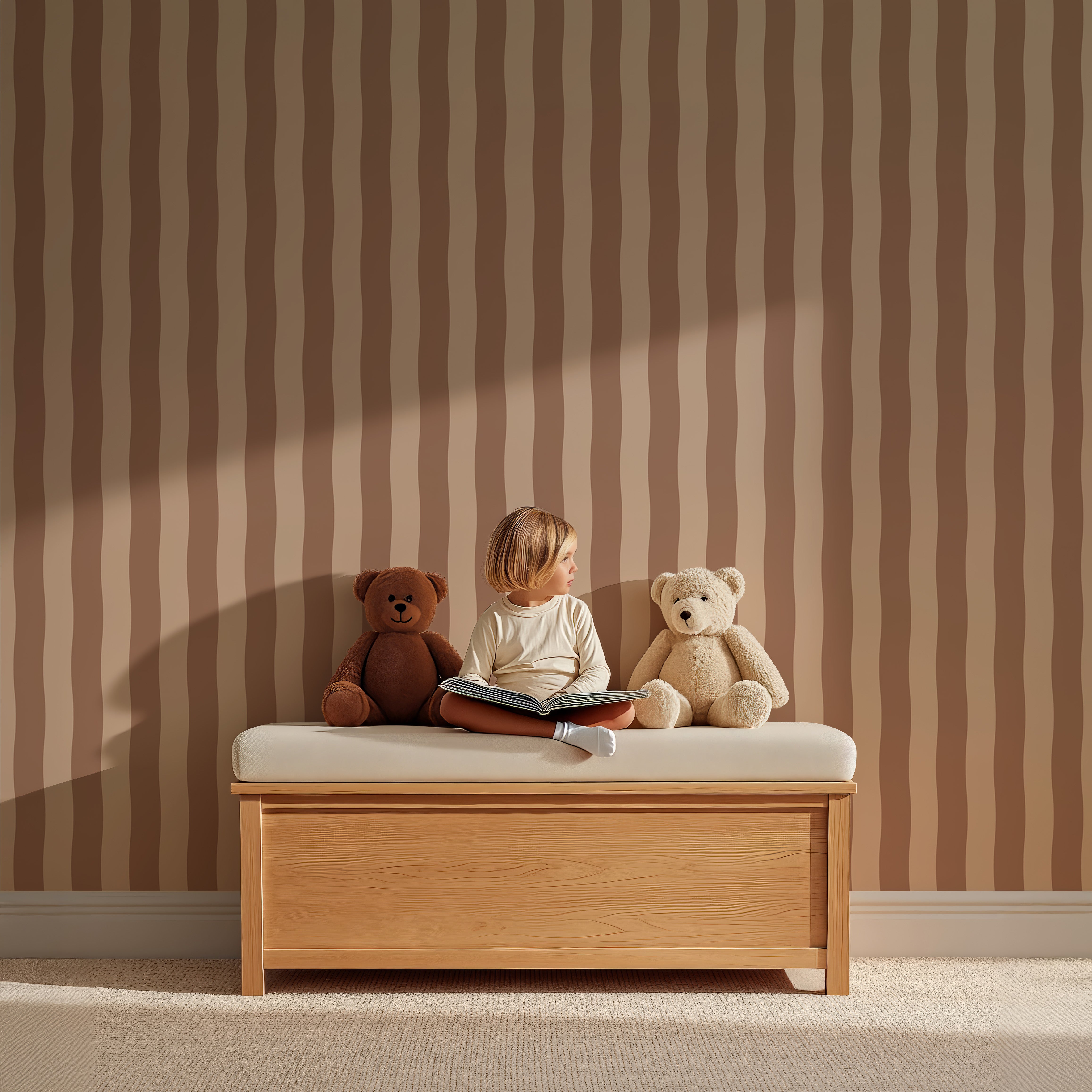 Wallpaper Wavy Stripes - olive green