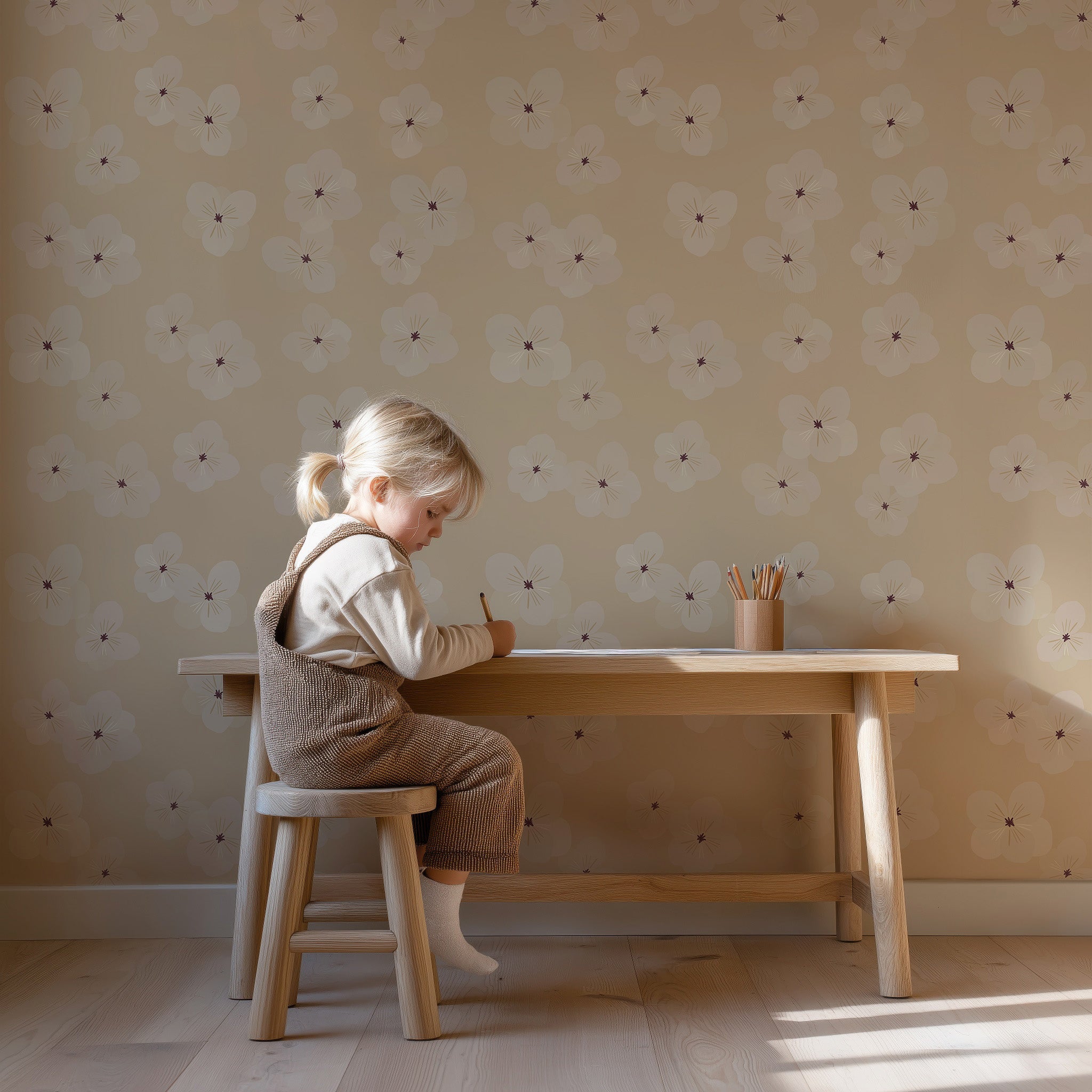 Behang Soft Bloom - butter