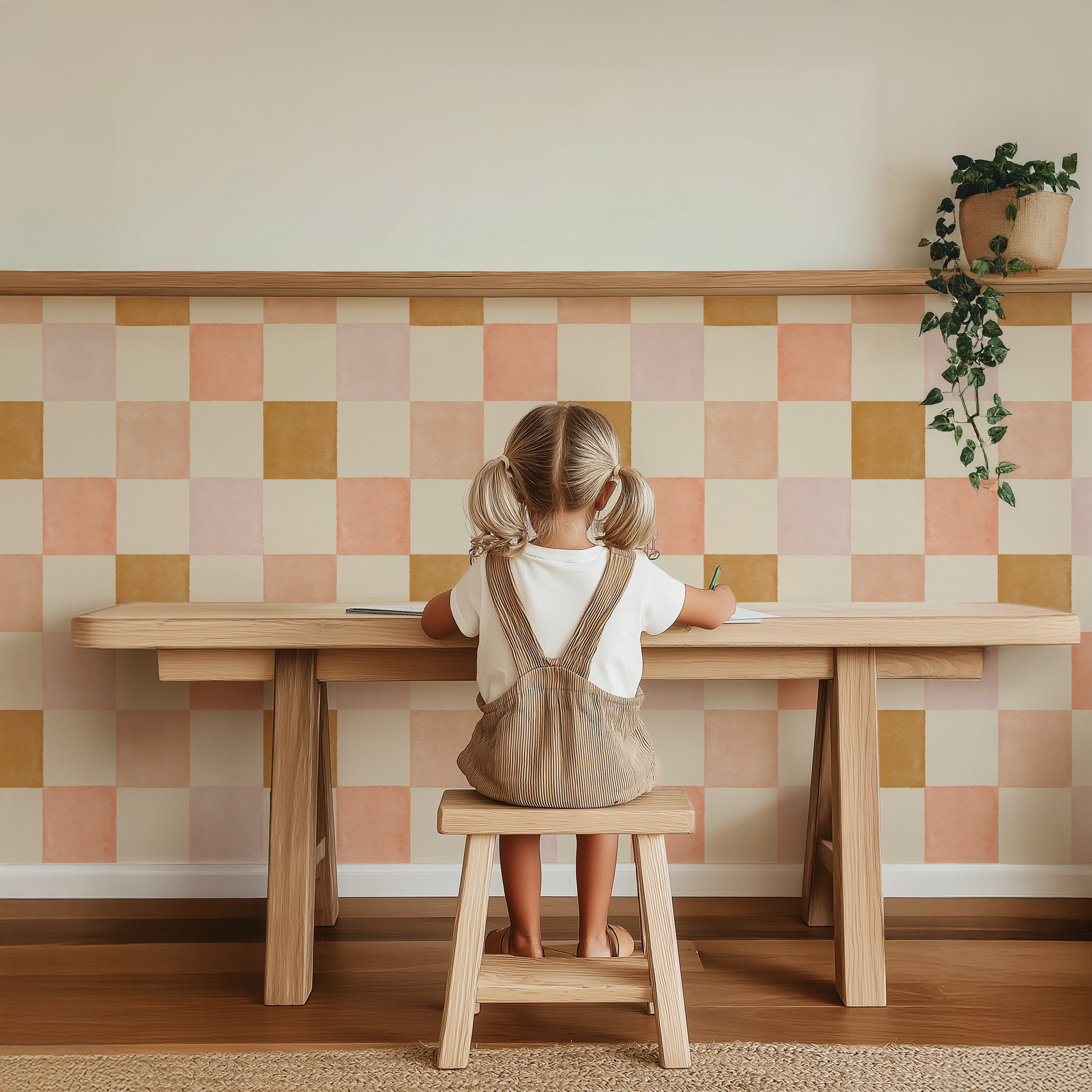 Behang Ruitje Ruitje - lila