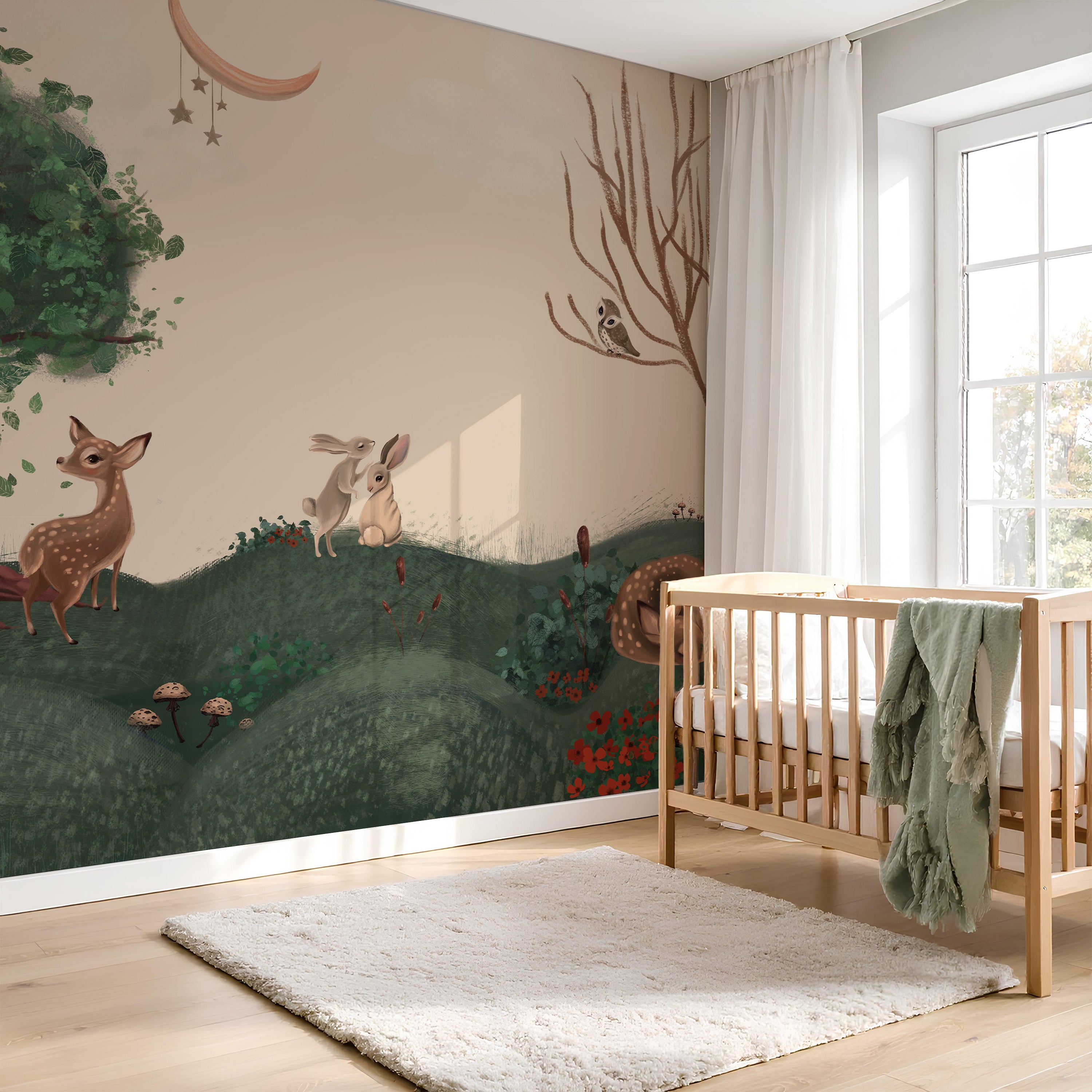Collage wallpaper Enchanted Forest - beige (offer)