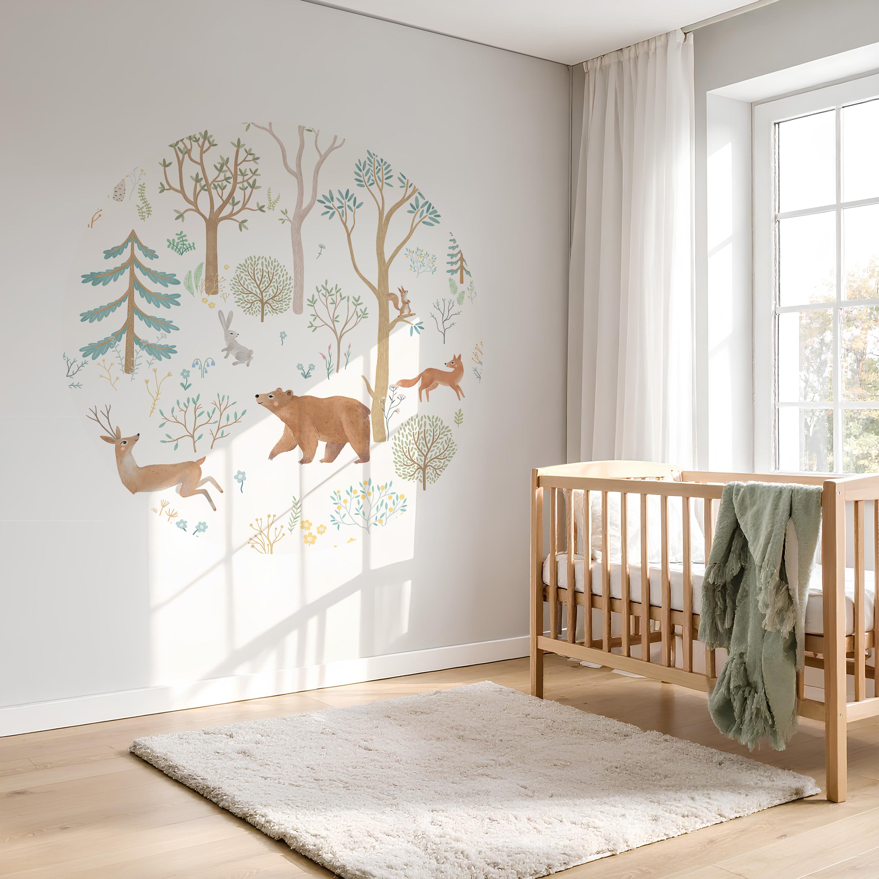 Behangcirkel - Dieren in het bos