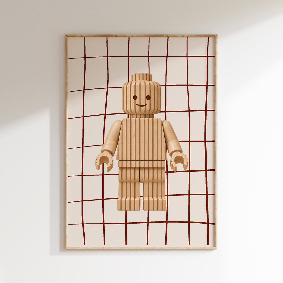 Block Buddy | crimson poster in een houten lijst voor de kinderkamer