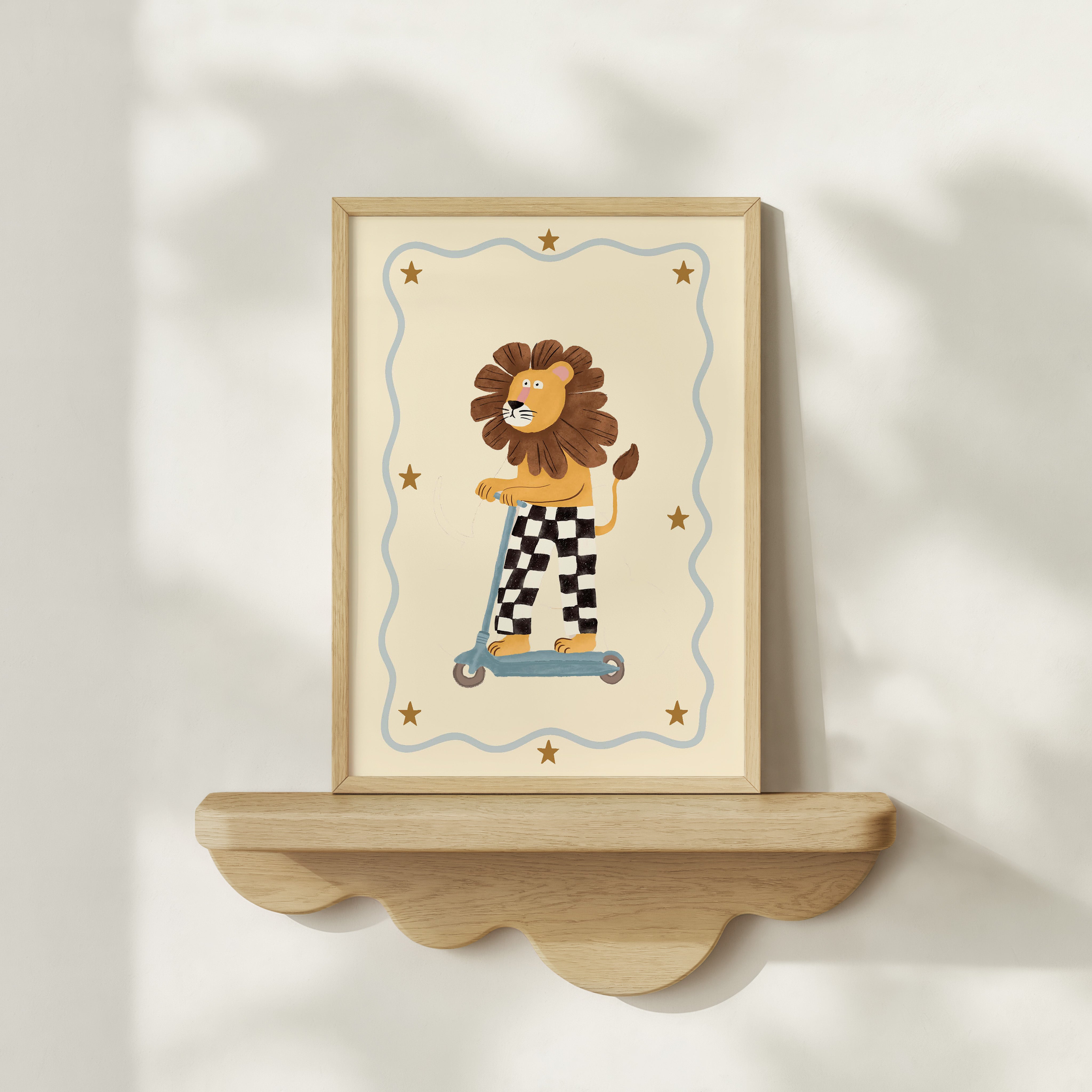 Children's room print - Lion on scooter