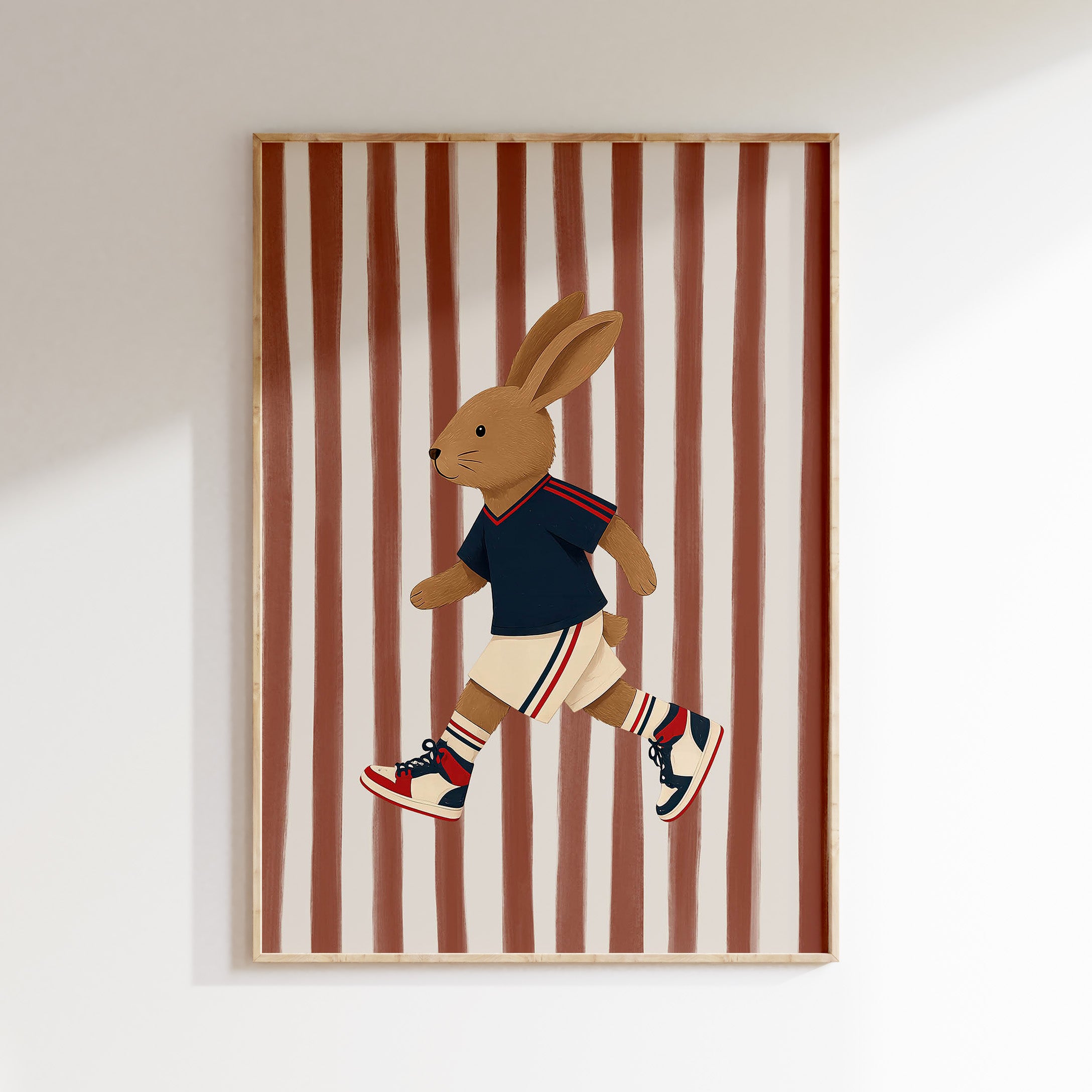 Kinderkamer poster - Stoer konijn op sneakers
