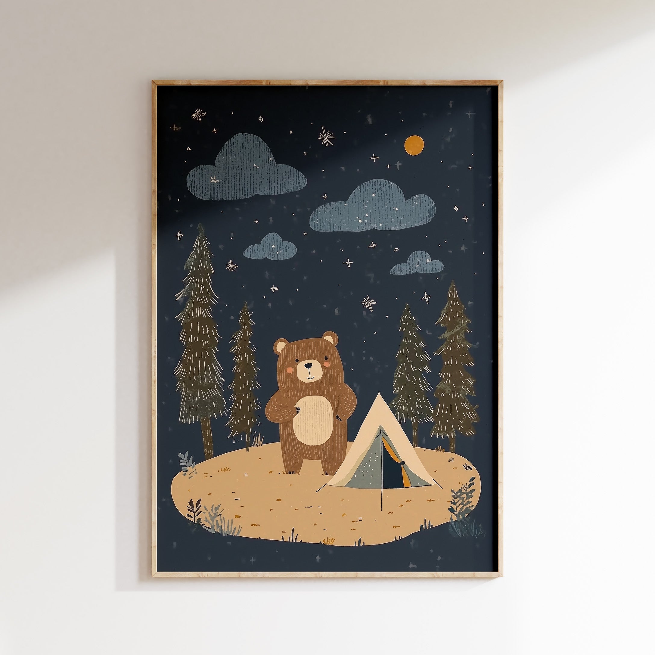 Kinderkamer print - Beertje kampeert